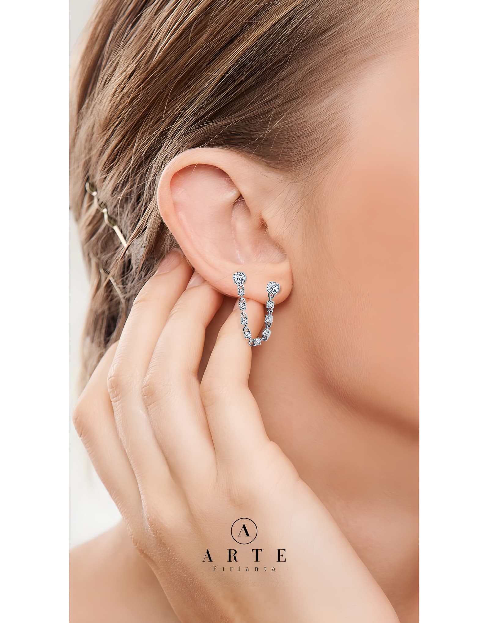 0.70 ct F / VS İkili Altın Küpe — 2. görünüm