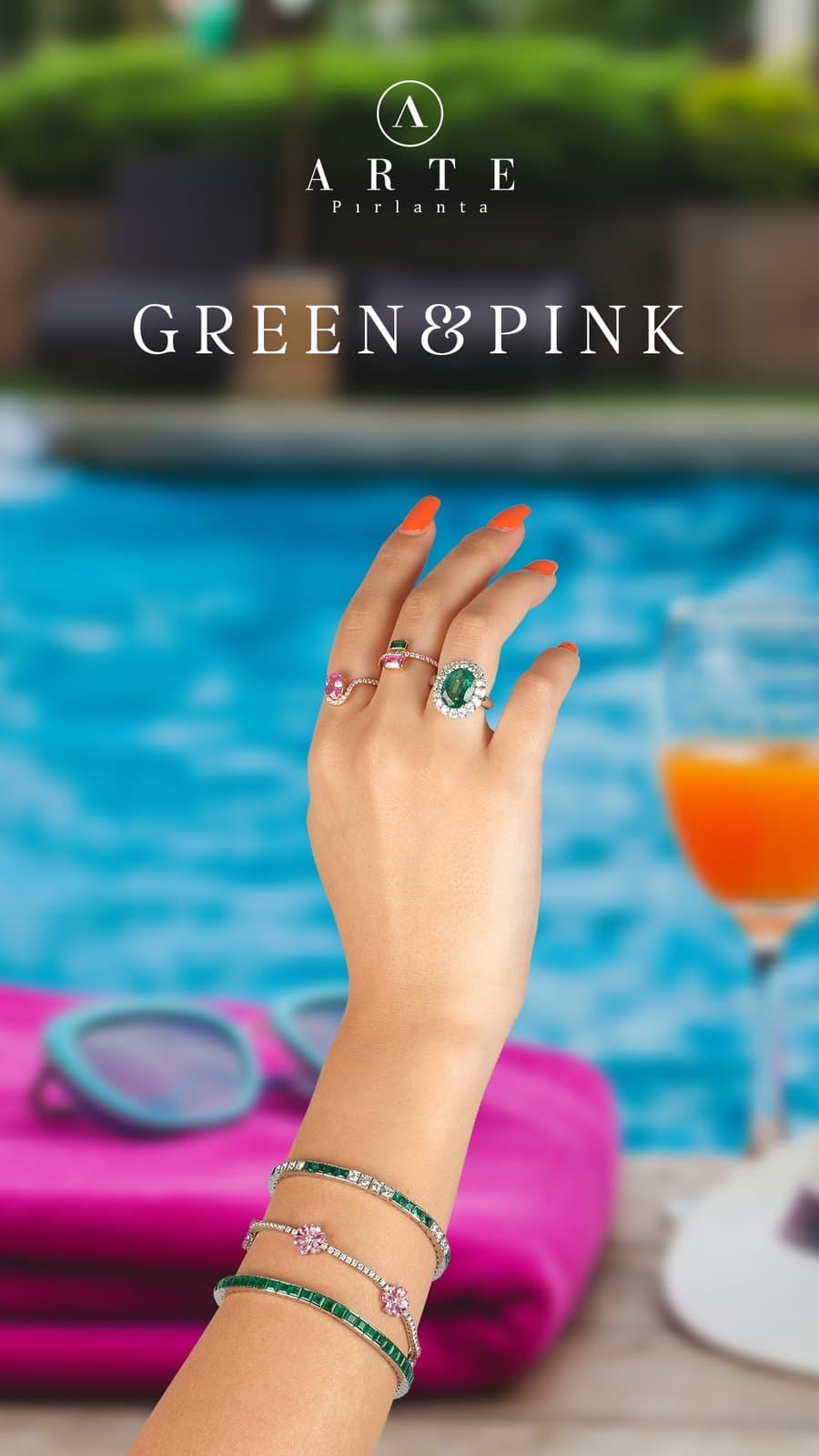 Oval Pink Pırlantalı Altın Yüzük — 4. görünüm