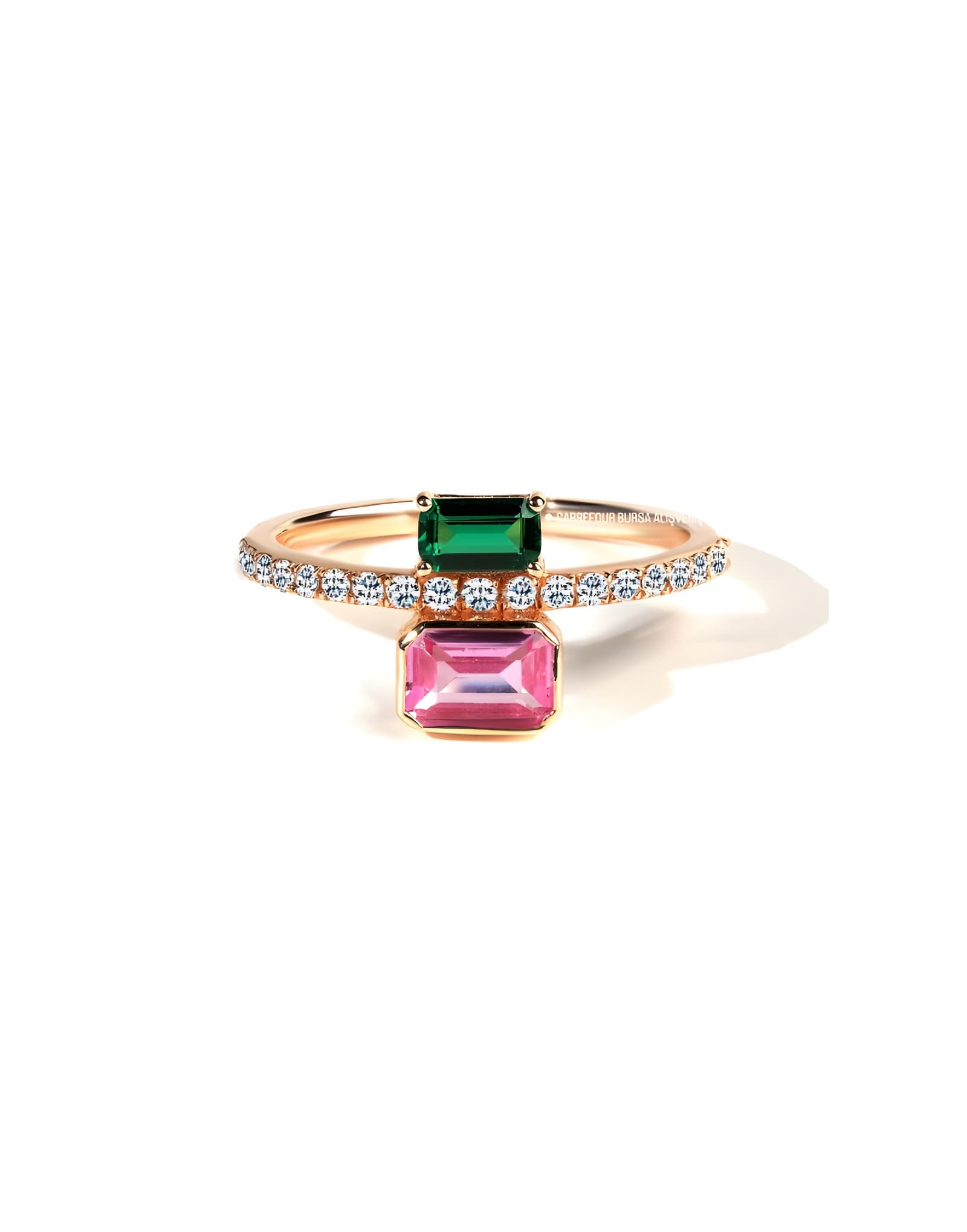 Pink&Green Pırlantalı Altın Yüzük