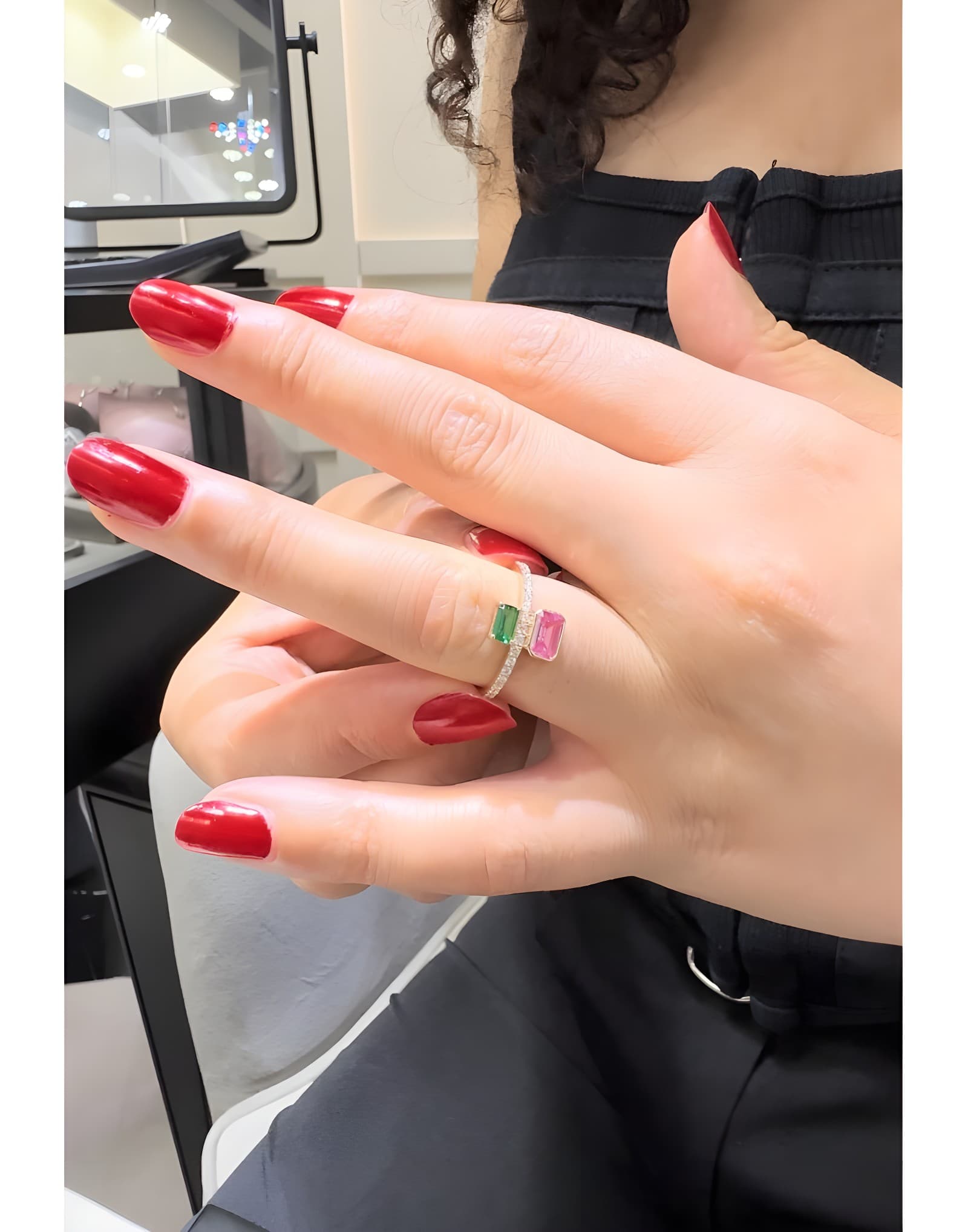 Pink&Green Pırlantalı Altın Yüzük — 2. görünüm