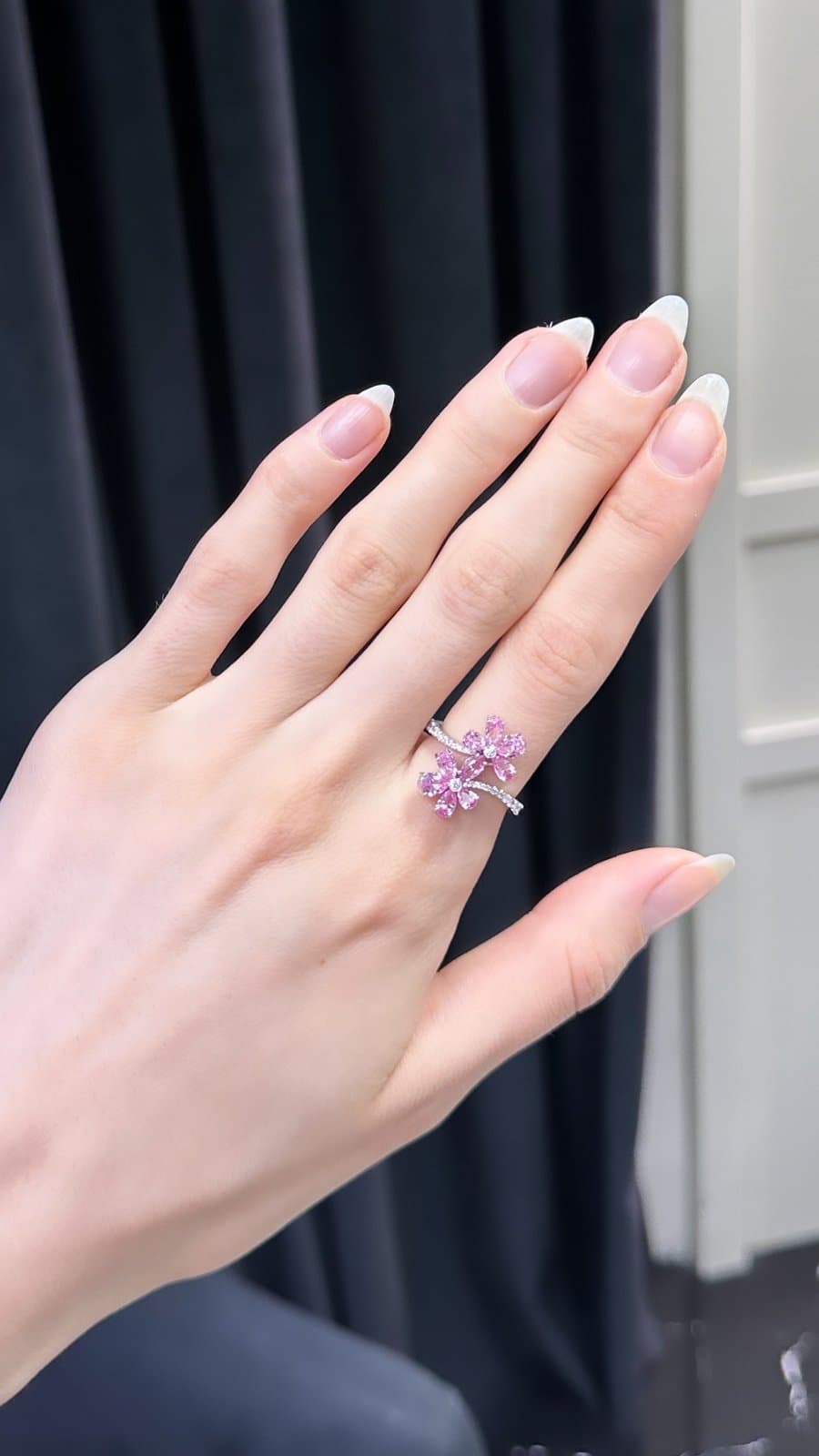 Pink Flora Pırlantalı Altın Yüzük — 4. görünüm
