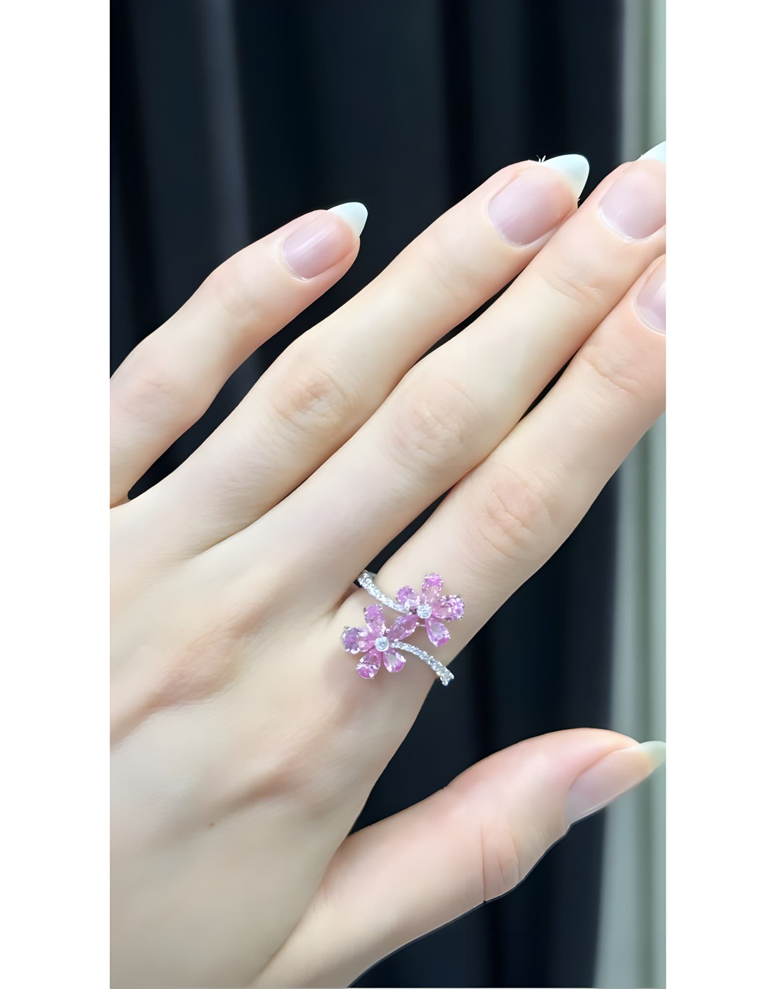 Pink Flora Pırlantalı Altın Yüzük — 2. görünüm