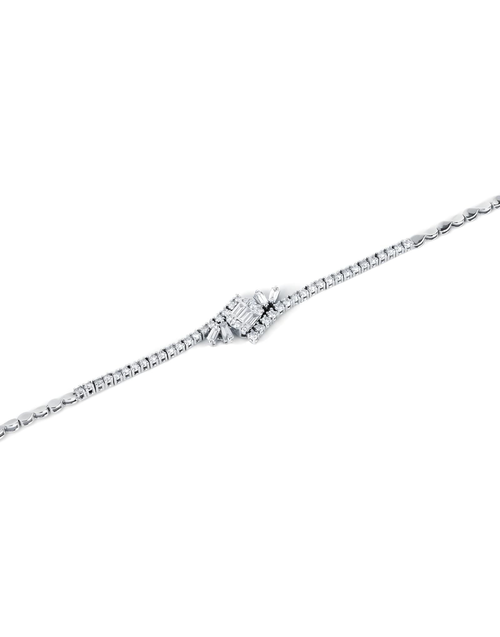 0.80ct F Rengi Baget Pırlantalı Altın Bileklik
