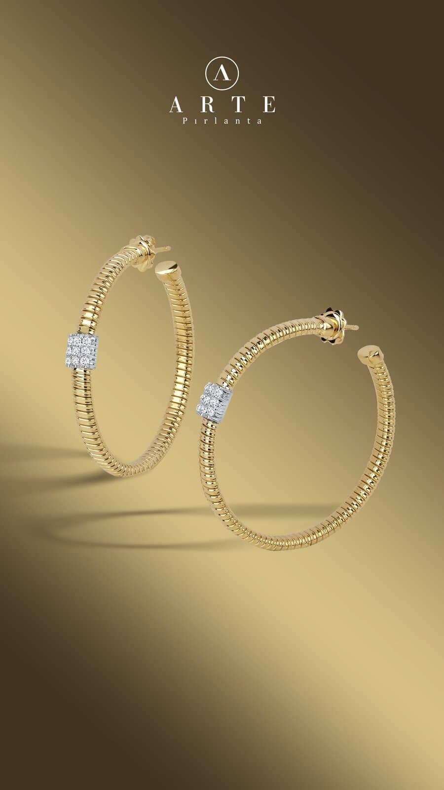 Bottega Hoop Pırlanta Altın Küpe — 4. görünüm
