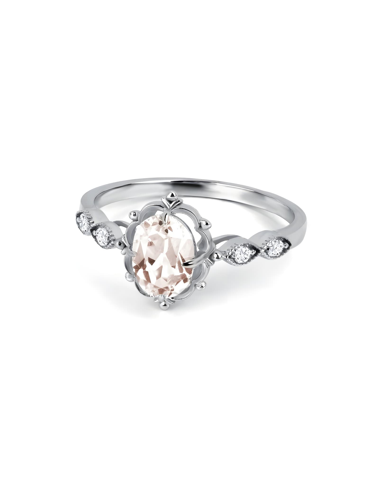 Morganite Pırlanta Altın Yüzük