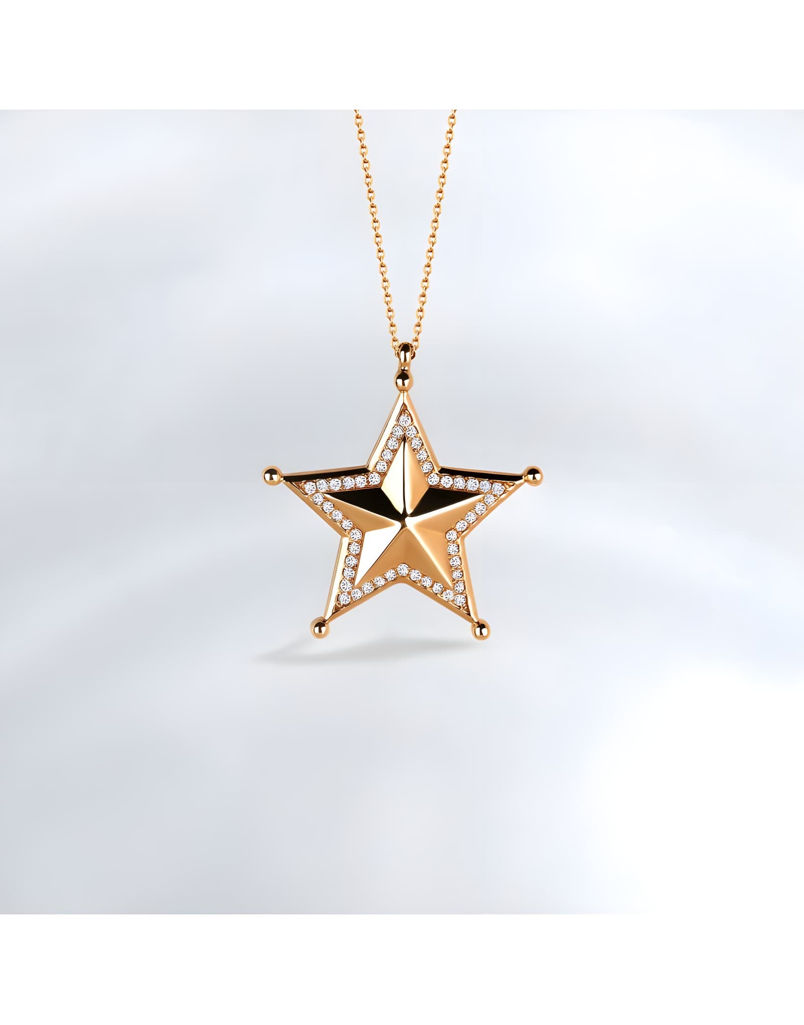 0.35ct Pırlantalı Altın Yıldız Kolye