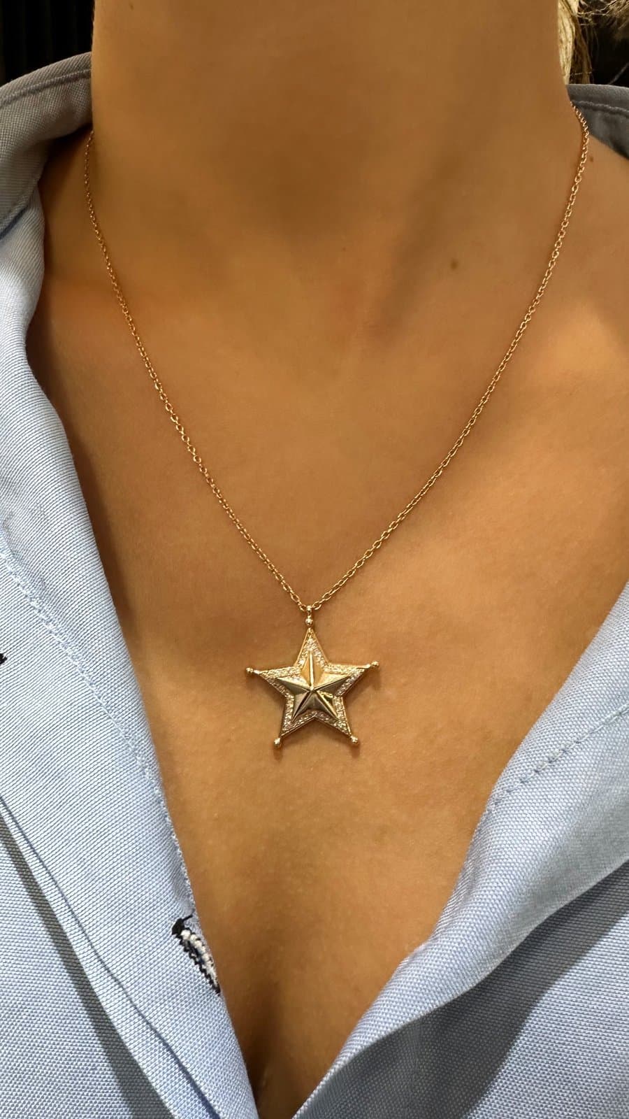 0.35ct Pırlantalı Altın Yıldız Kolye — 2. görünüm