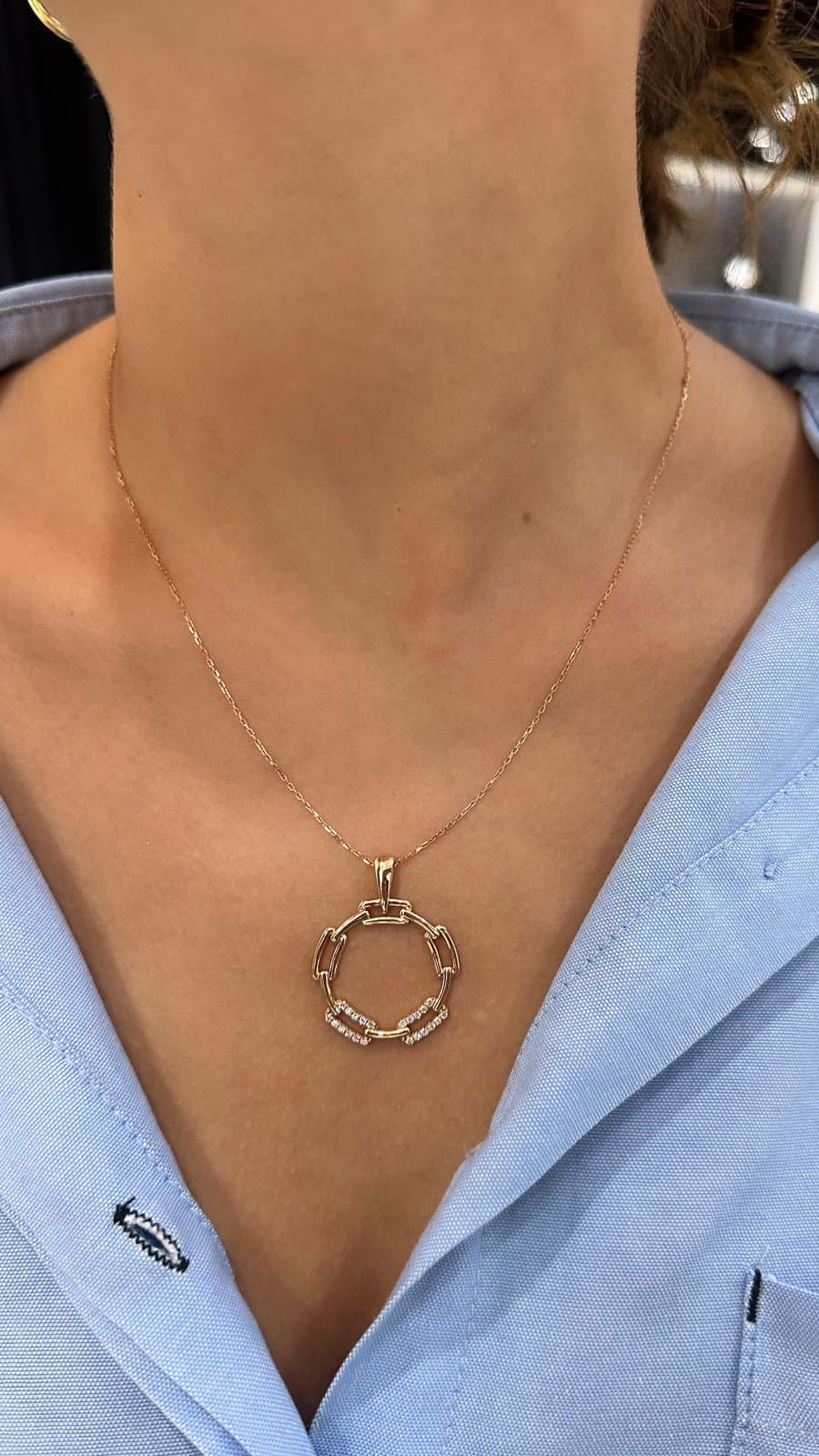 0.22ct Pırlantalı Stil Altın Kolye — 3. görünüm