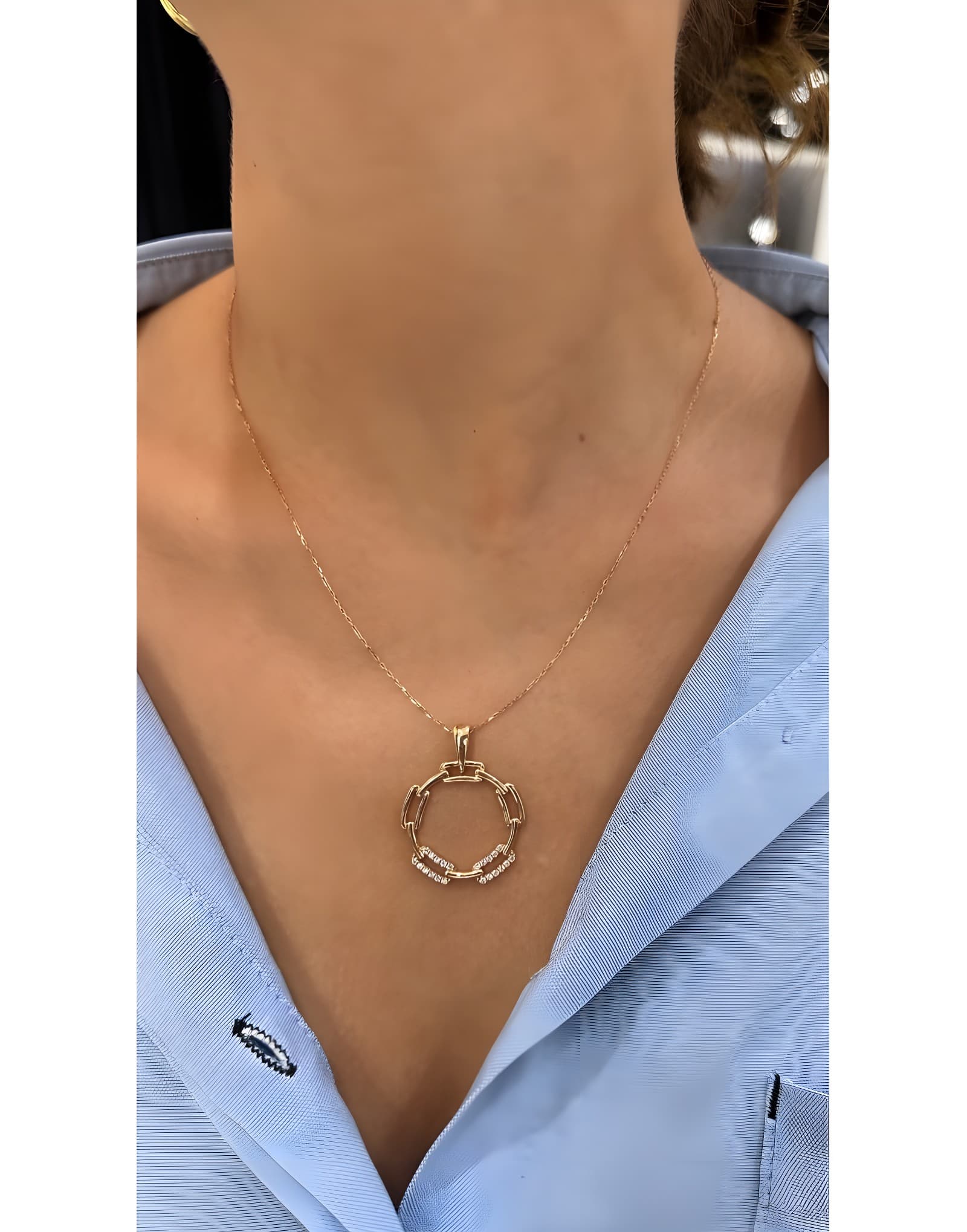 0.22ct Pırlantalı Stil Altın Kolye — 2. görünüm