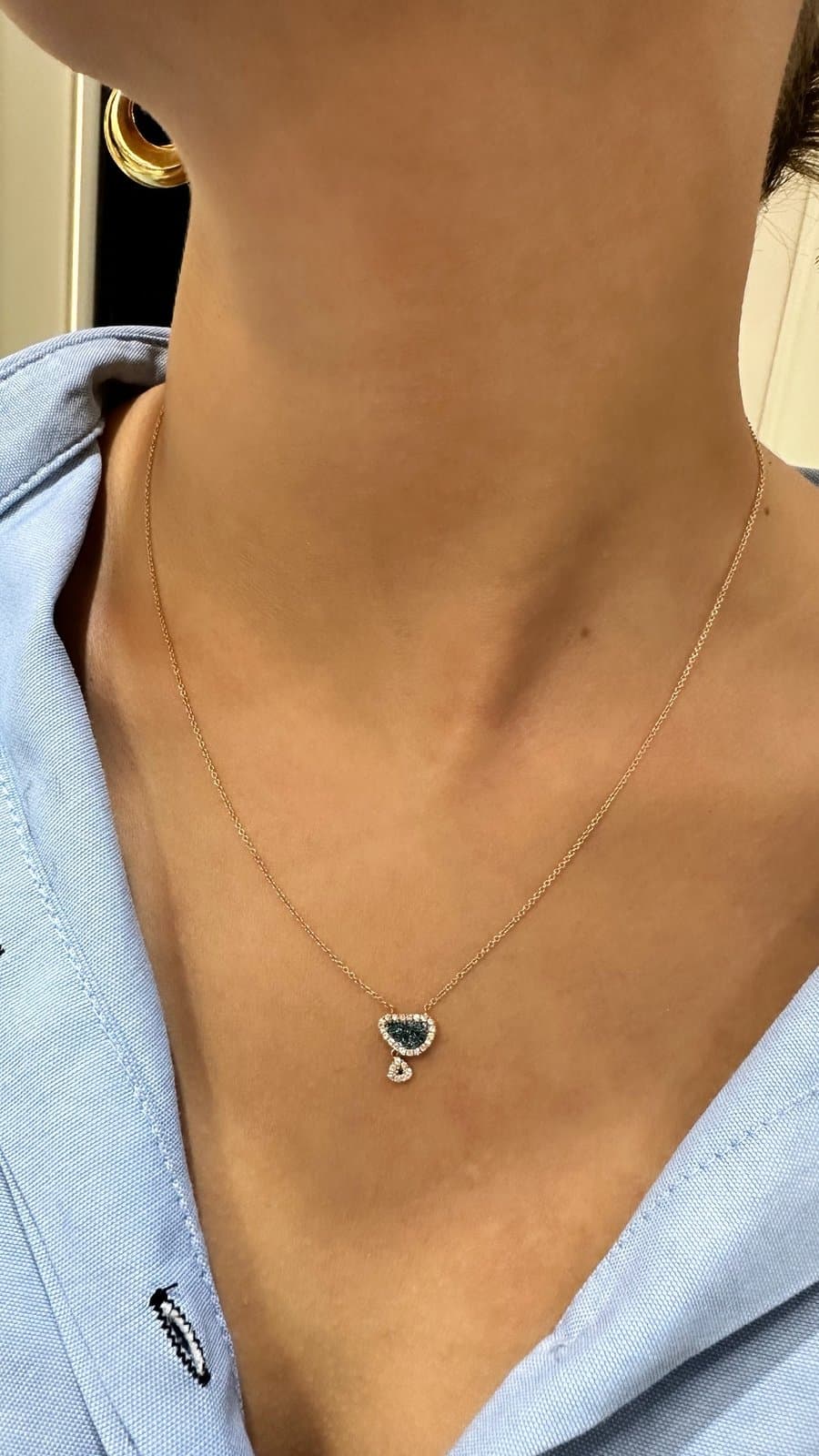 0.25ct Mavi Pırlantalı Altın Kolye — 3. görünüm