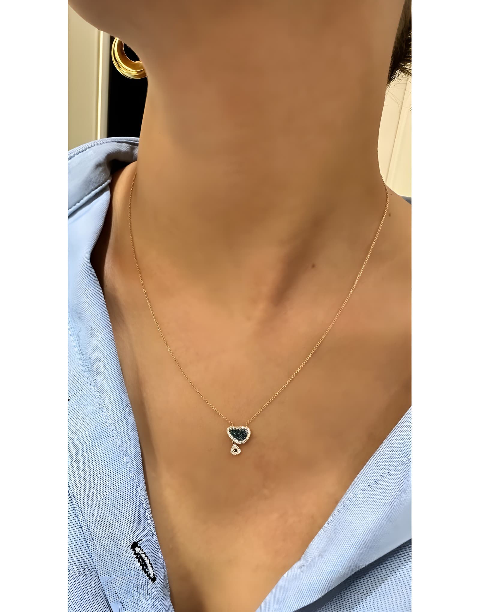0.25ct Mavi Pırlantalı Altın Kolye — 2. görünüm