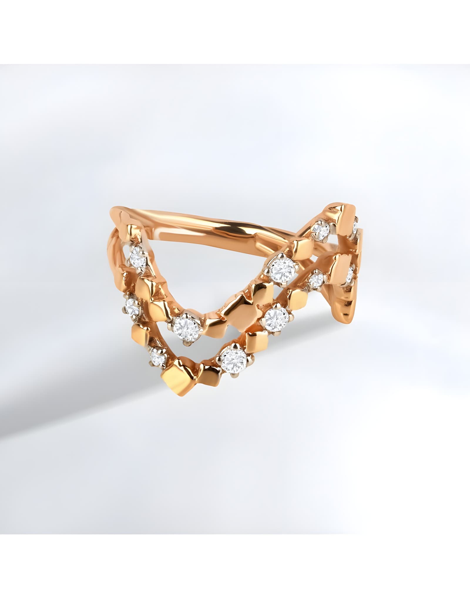 0.22ct Pırlantalı Günlük Stil Altın Yüzük