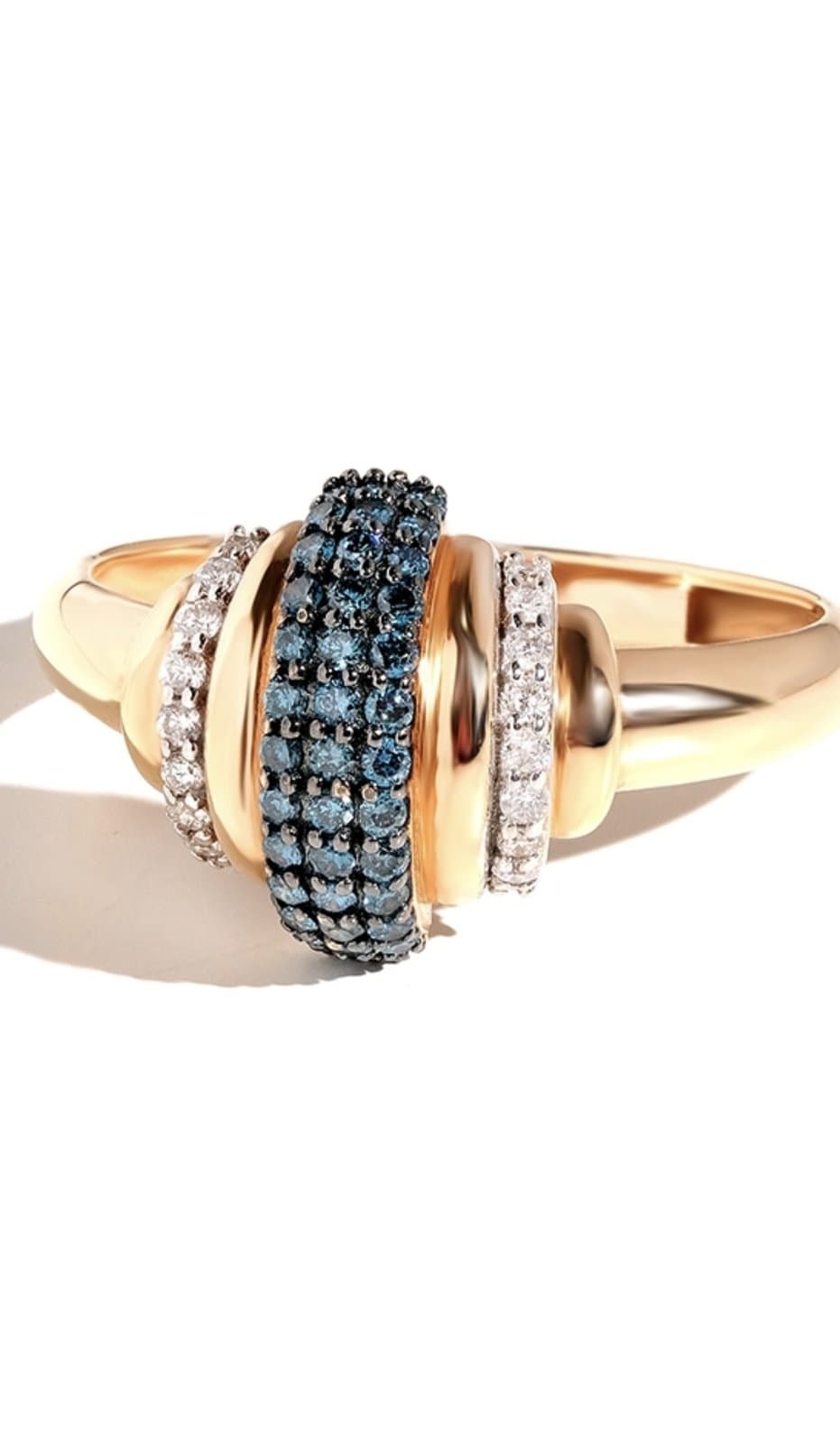 0,25ct Mavi Pırlantalı Günlük Stil Altın Yüzük — 3. görünüm