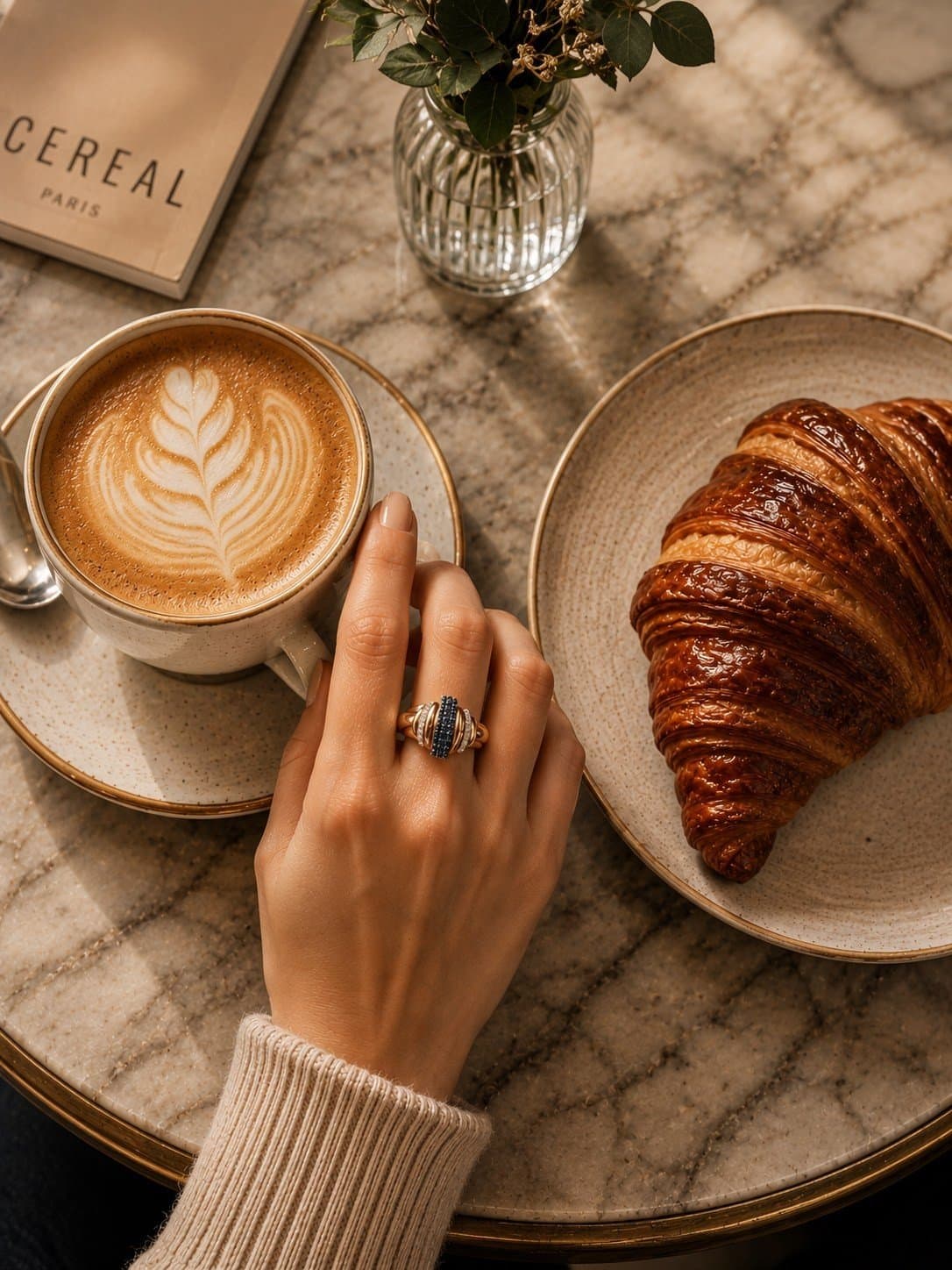 0,25ct Mavi Pırlantalı Günlük Stil Altın Yüzük — 4. görünüm