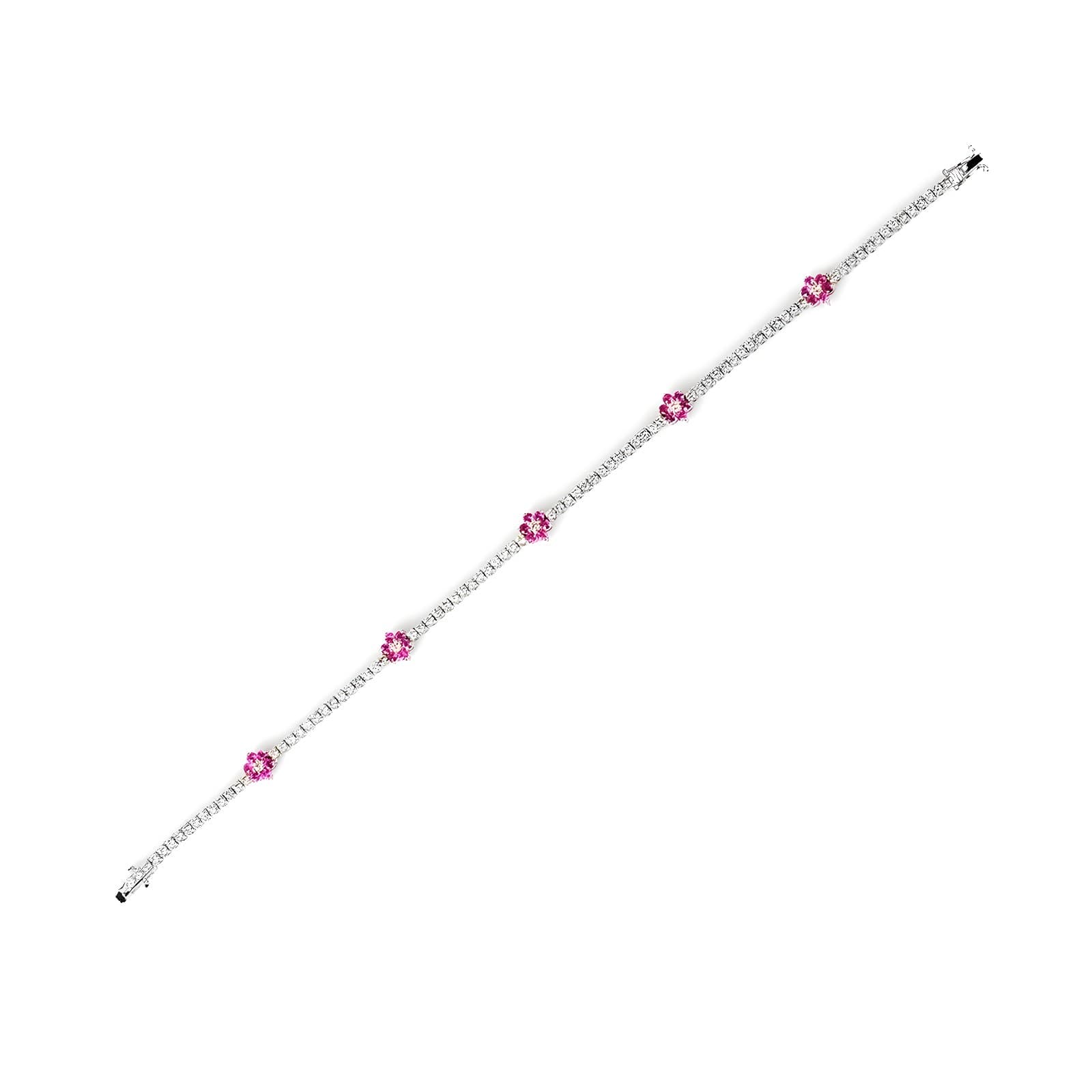Flora Pembe Yakut Tenis Bileklik