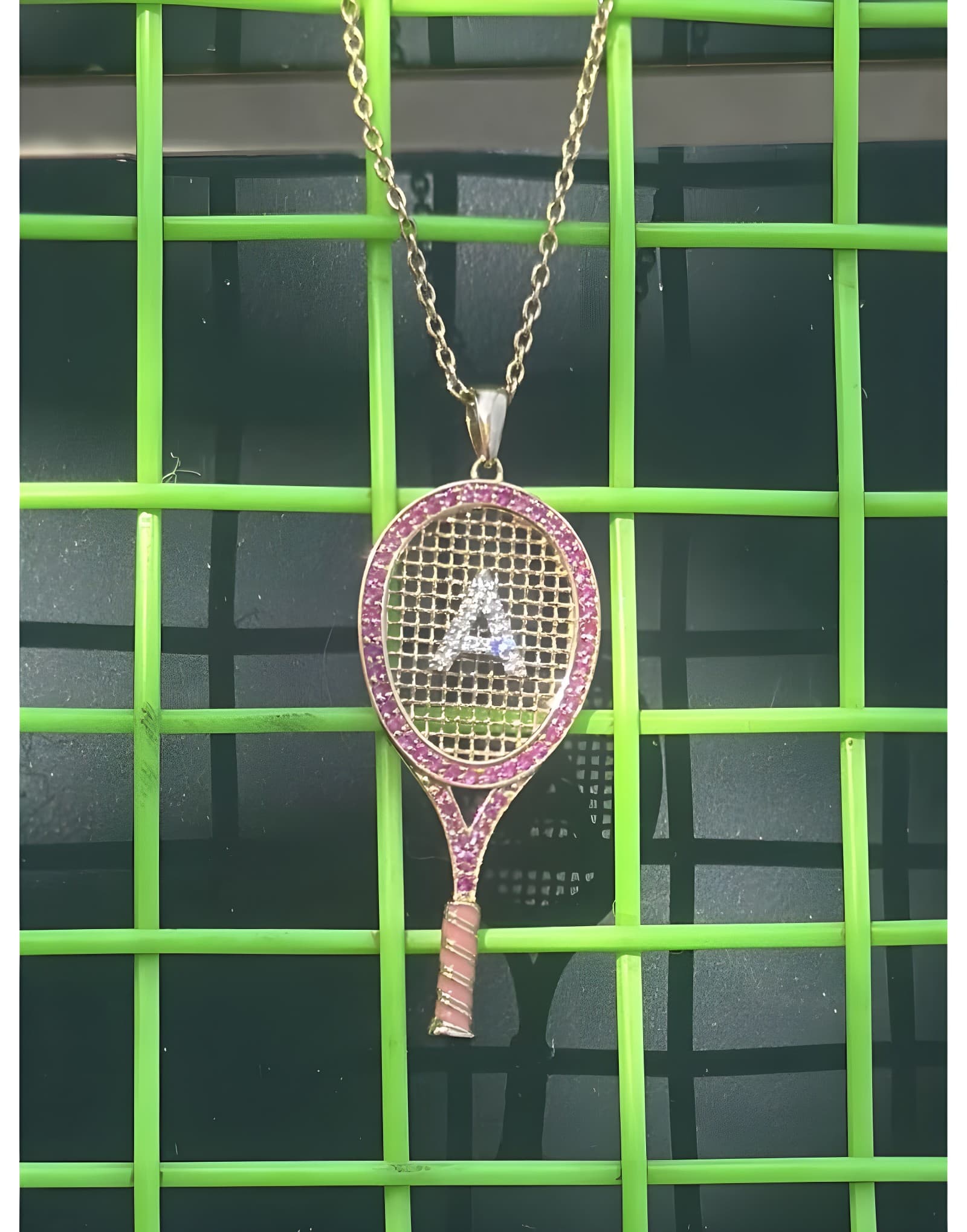 Arte Raket Pırlanta Harfli Kolye (Pembe)