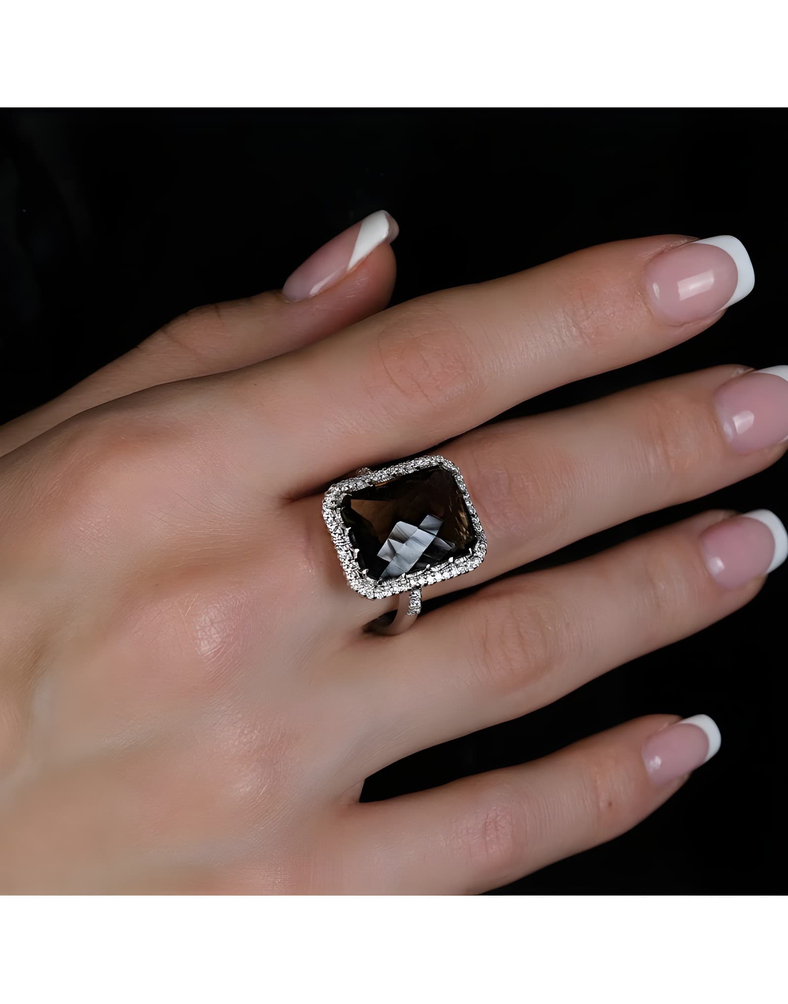 Smoky Topaz Pırlantalı 18K Altın Yüzük — 2. görünüm