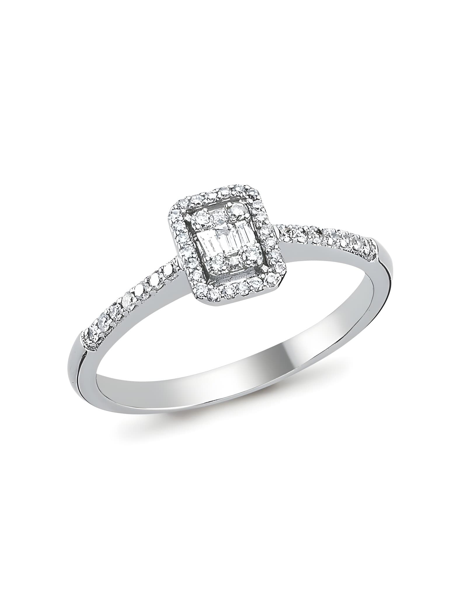 0.25CT F RENGİ Baget Pırlanta Yüzük