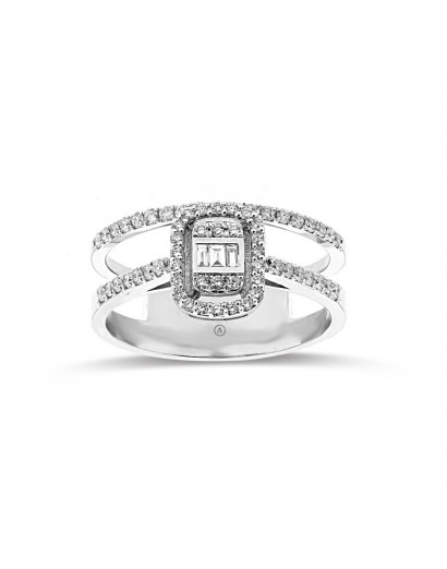 Twin 0.45ct F Color Baguette Ring