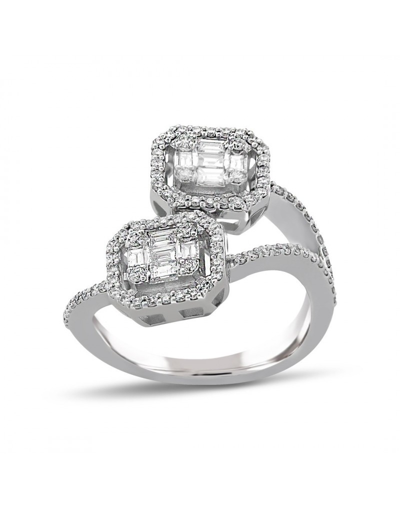 0.72ct Double Baguette Diamond Fantasy Ring