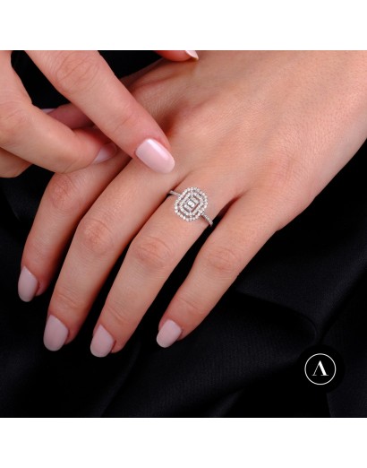0.55ct F Color Baguette Diamond Ring
