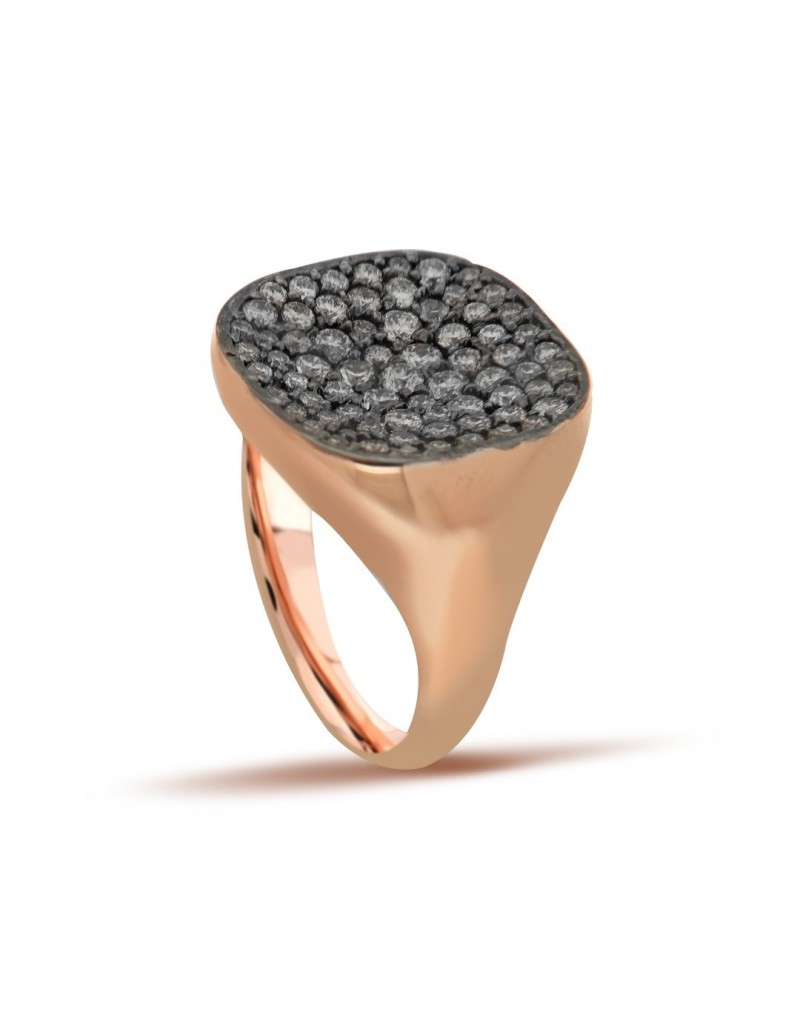 Cognac Diamond Rosette Gold Knight Ring