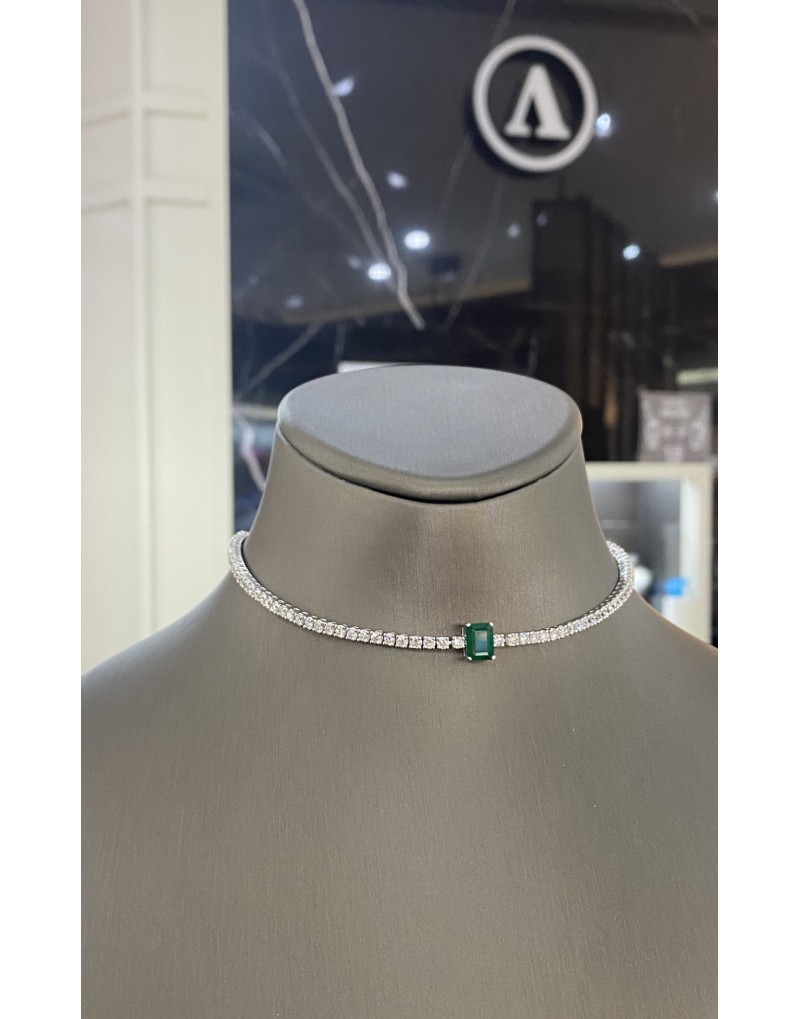 4.55ct F Rengi x Zümrüt Tennis Choker 4.55ct F Rengi x Zümrüt Tennis Choker