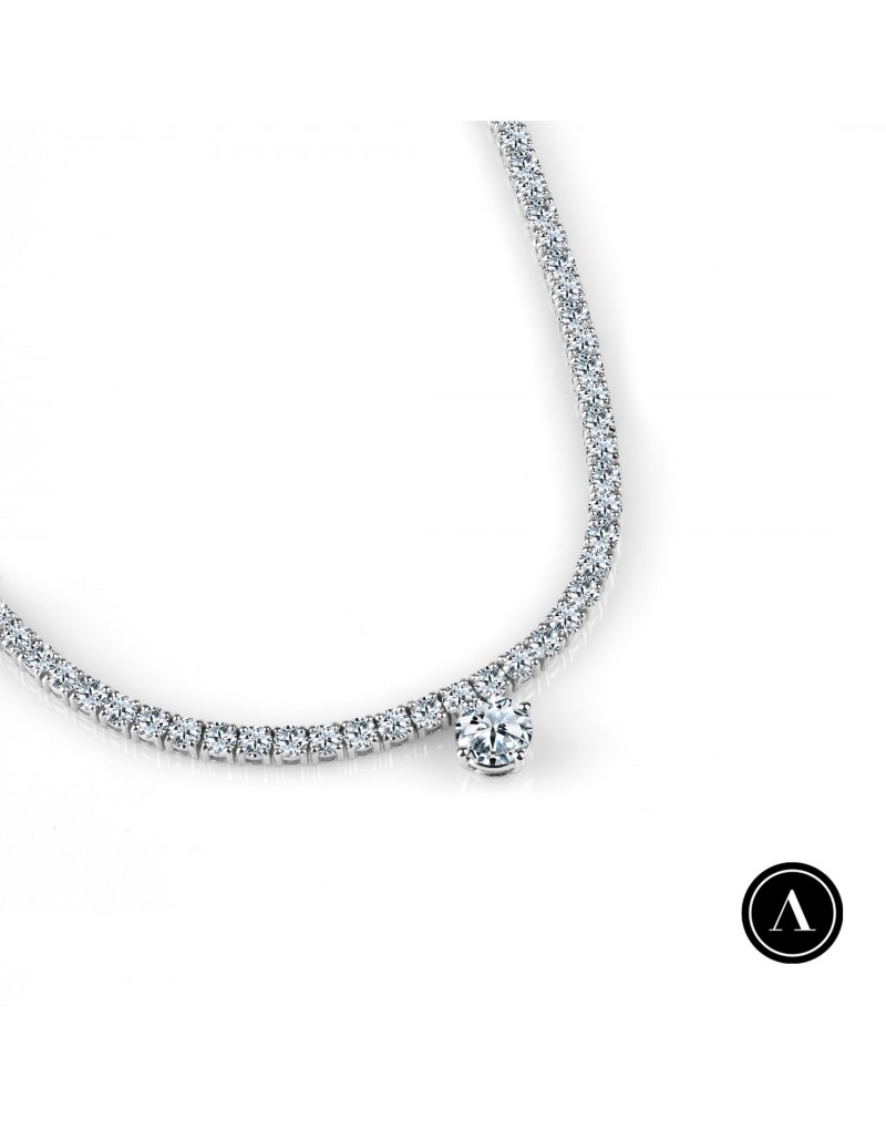 6.00ct Tennis Choker X 1.00ct Tektaş Pırlanta 6.00ct Tennis Choker X 1.00ct Tektaş Pırlanta