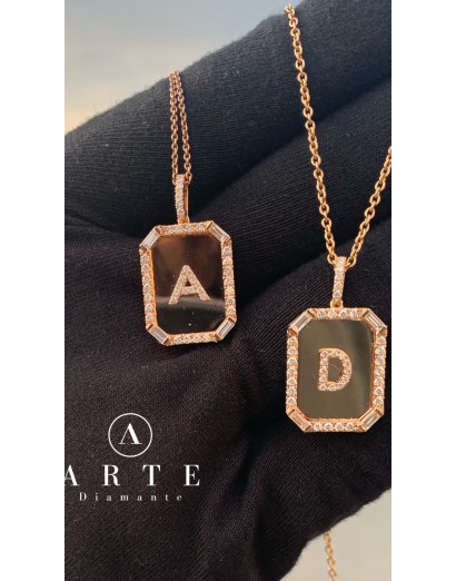 Baguette Diamond Letter Necklaces