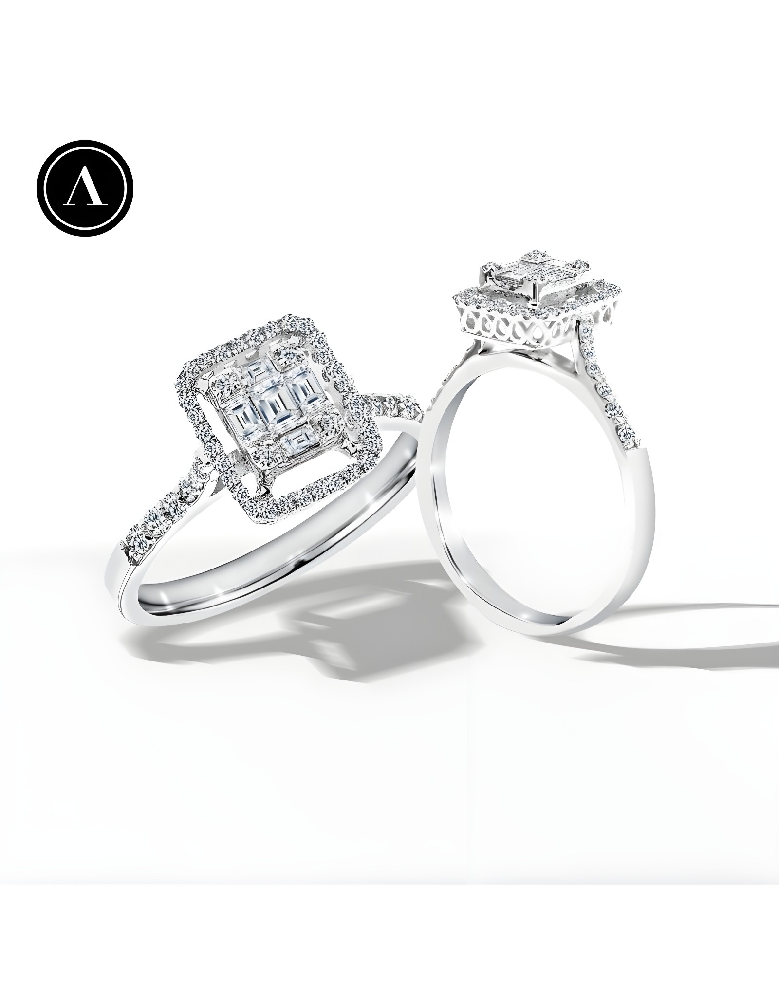 0.55ct F Rengi Yüksek Baget Pırlanta Yüzük