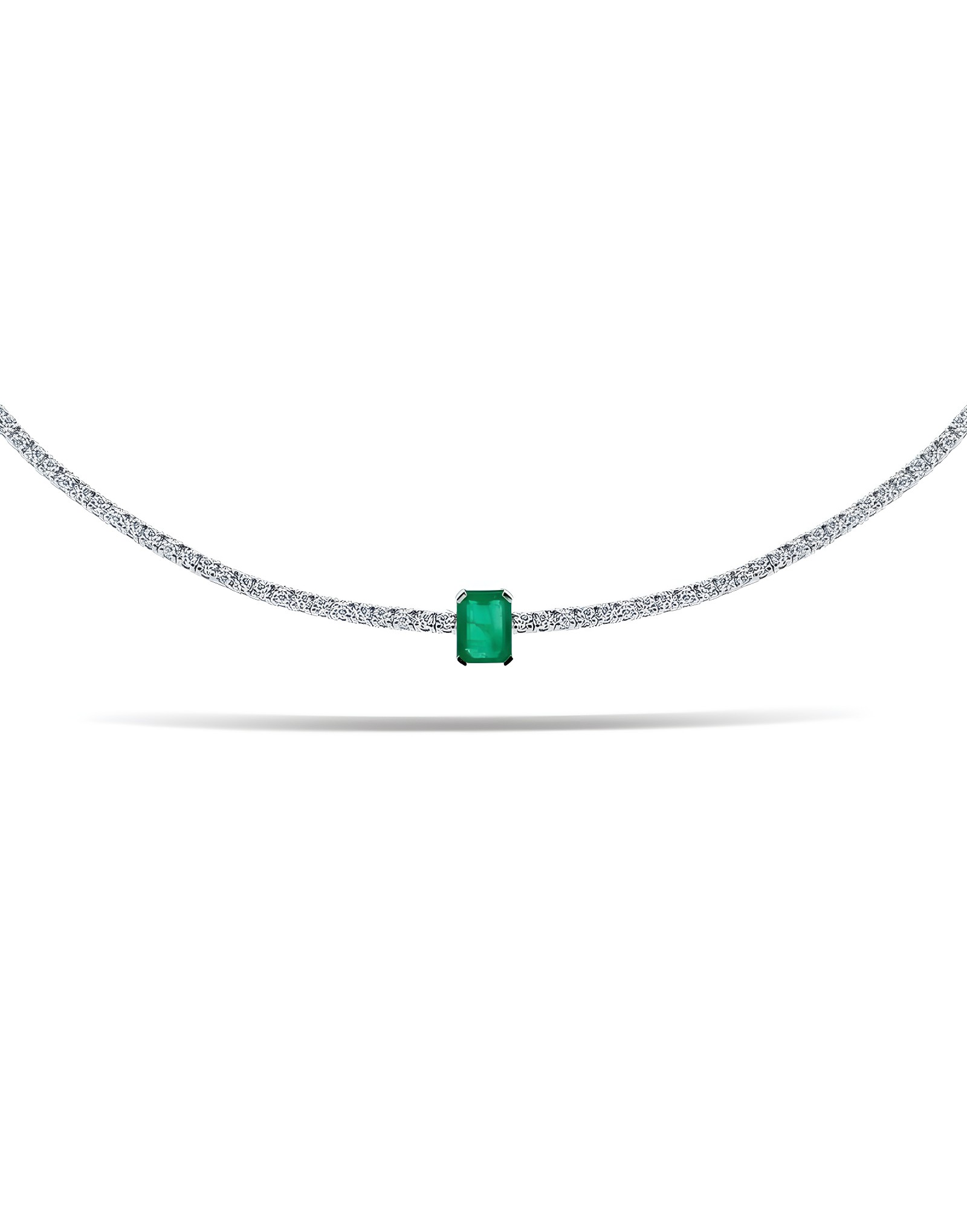 3.00ct Zümrüt &amp; Pırlanta Tennis Choker
