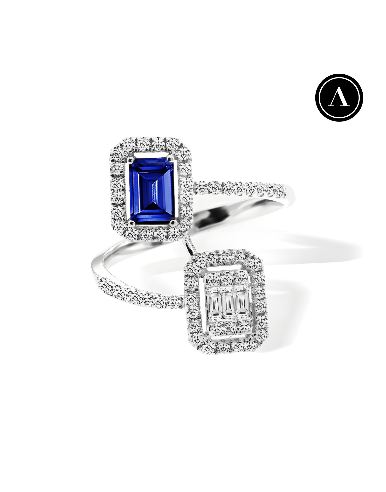 Safir ve Pırlantalı Günlük Stil Yüzük