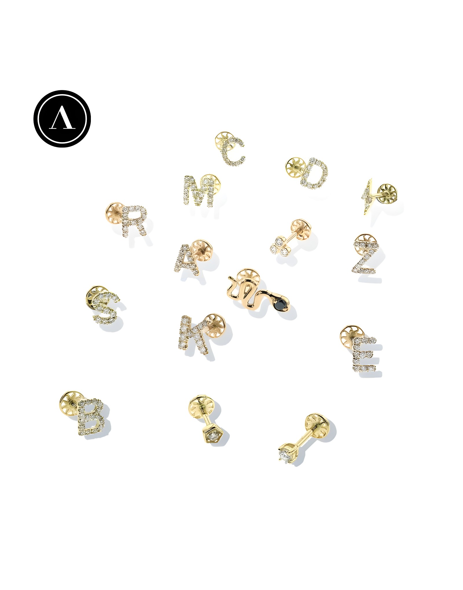 Tragus Harf Pırlanta Küpe