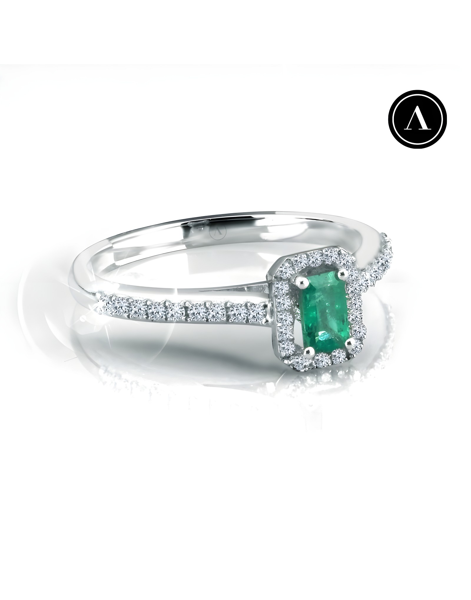 0.50ct Pırlantalı Zümrüt Yüzük