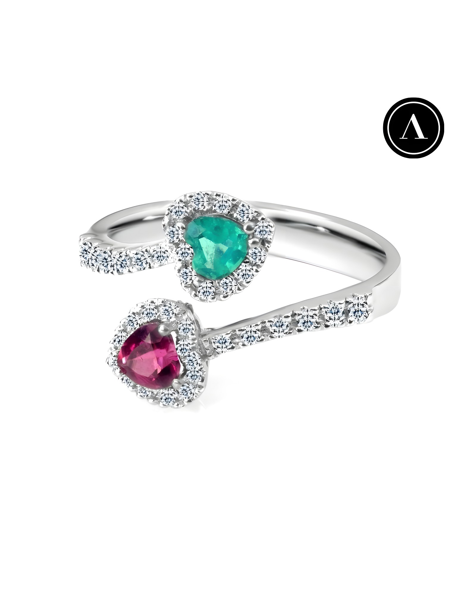 Colorful Heart Series İkili Pırlanta Yüzük