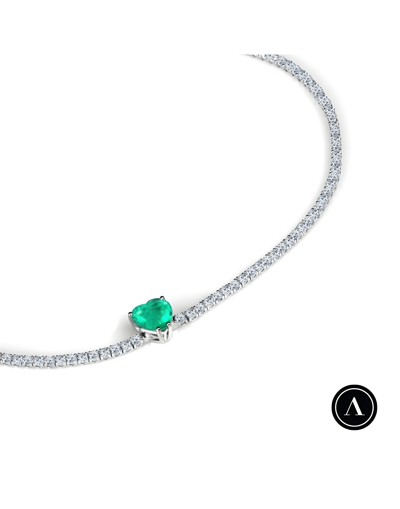 Kalp Kesim Zümrüt Pırlanta Choker