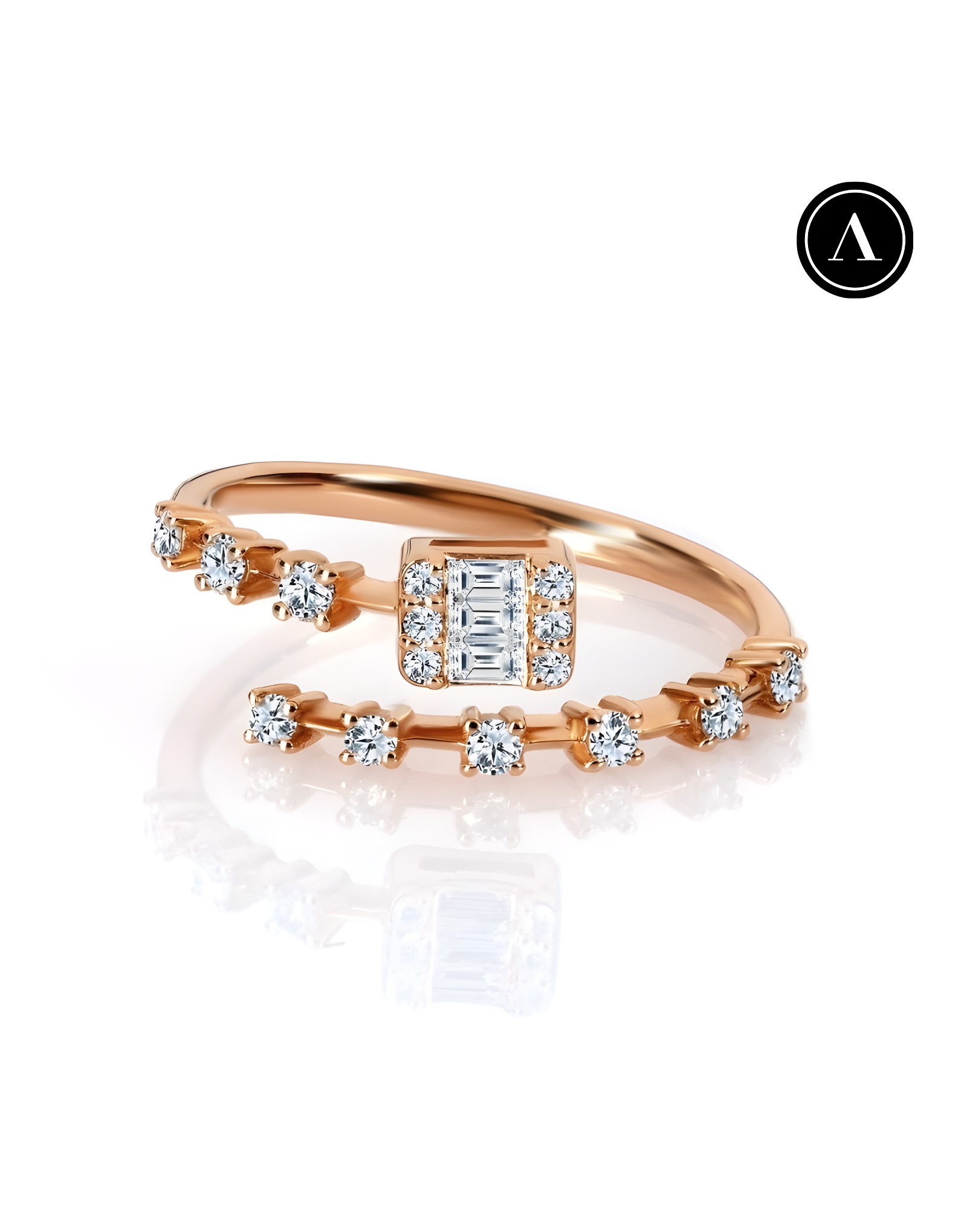 0.30ct Baget Pırlantalı Günlük Stil Yüzük