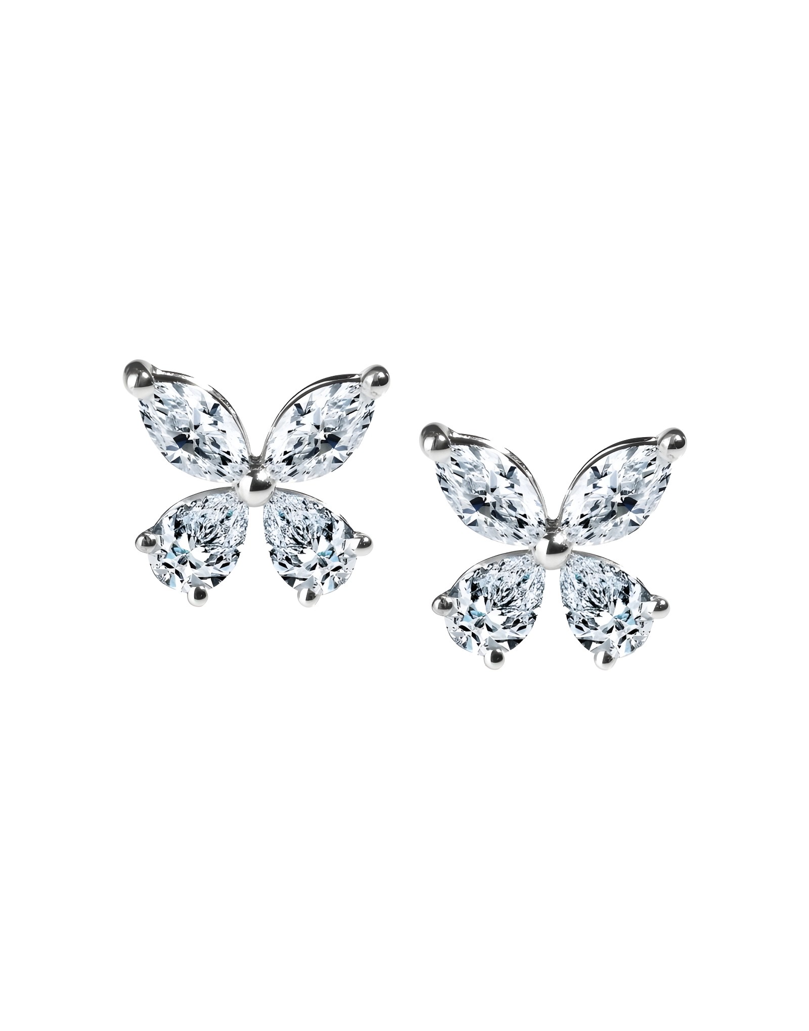 0.70ct F Rengi Damla Markiz Pırlanta Altın Kelebek Küpe