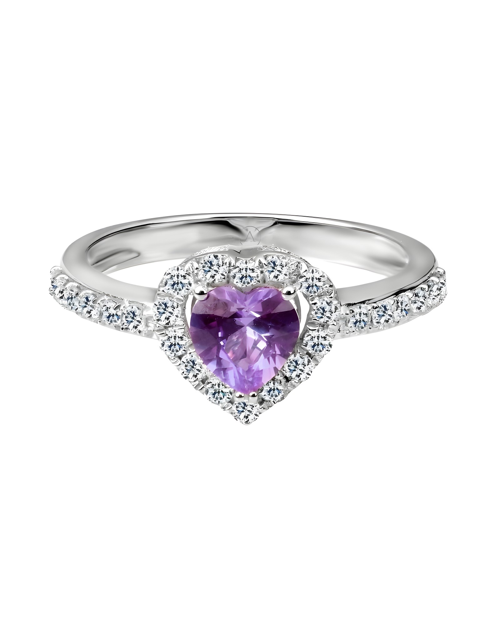 Arte Heart Amethyst Pırlanta Altın Yüzük