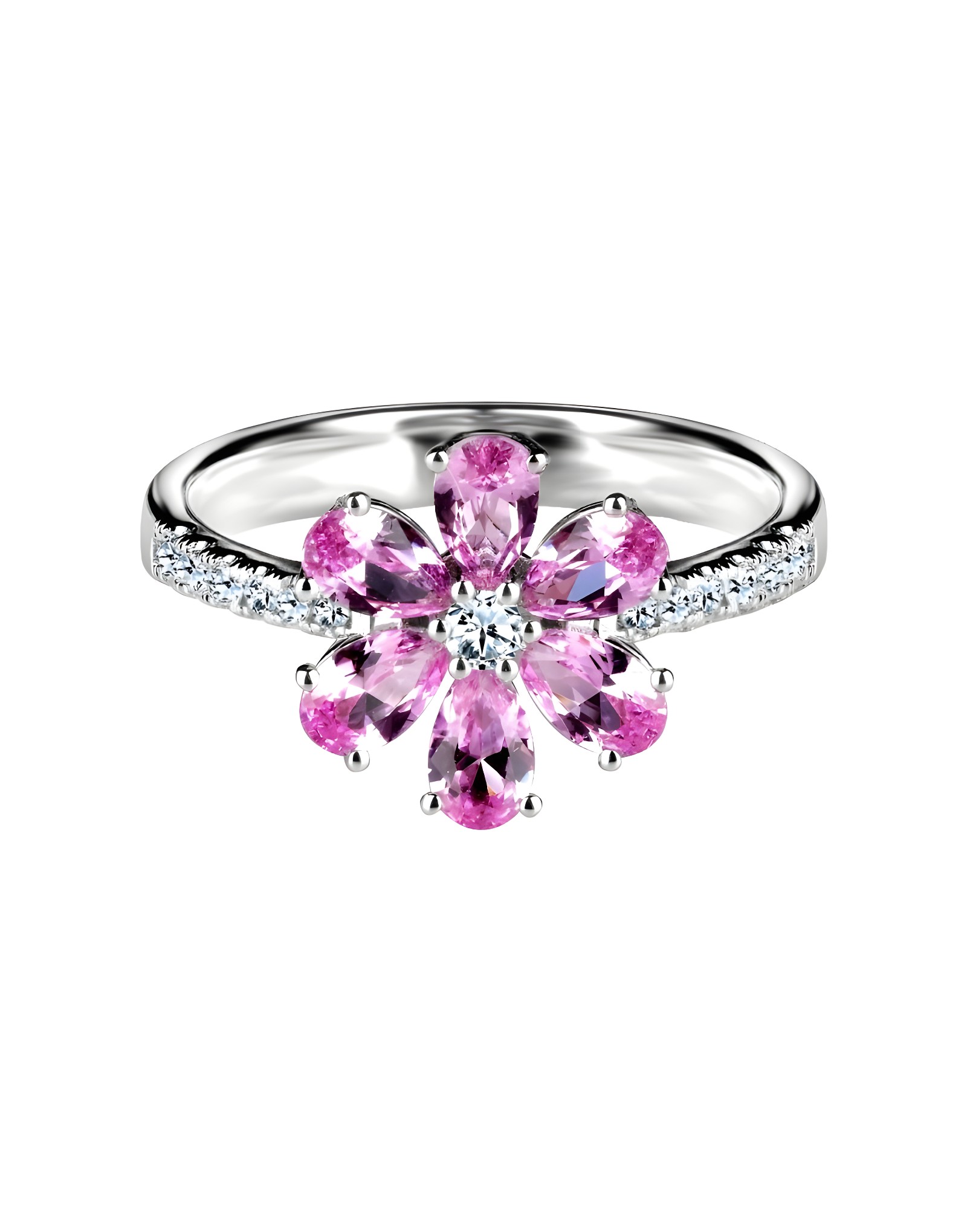 Flora PINK Pırlantalı Altın Yüzük