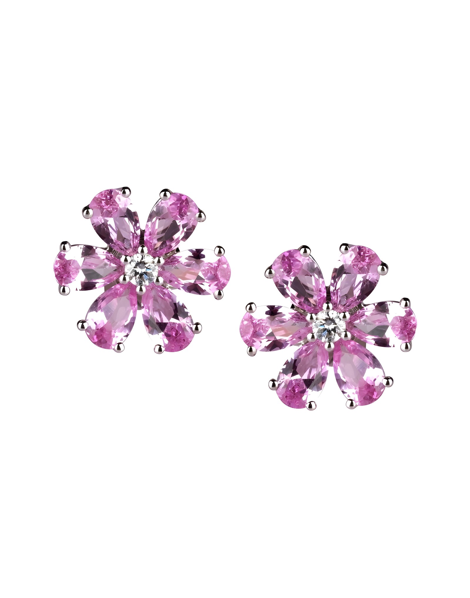 Flora PINK Pırlantalı Altın Küpe