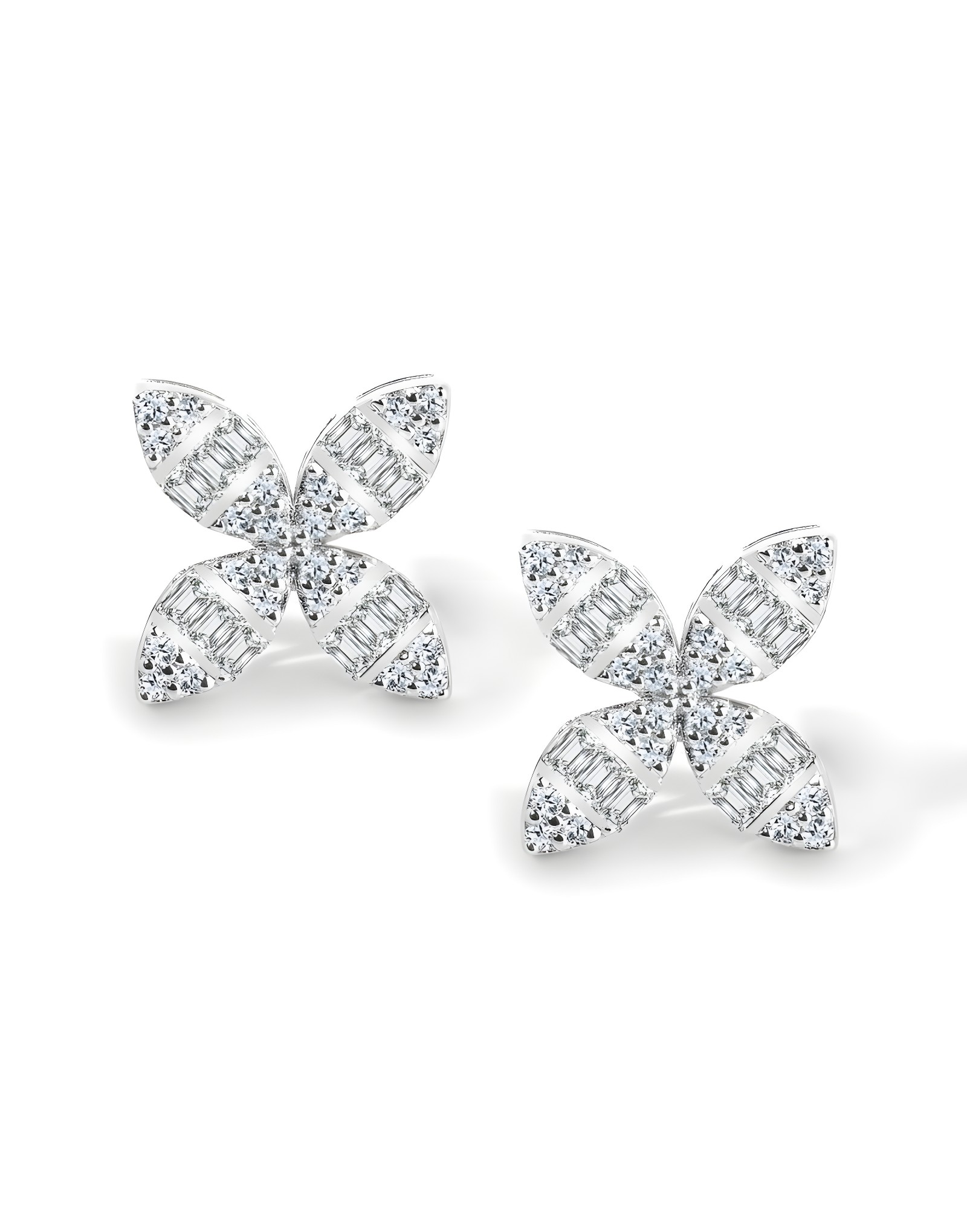 0.80ct F Rengi Baget Pırlanta Altın Küpe