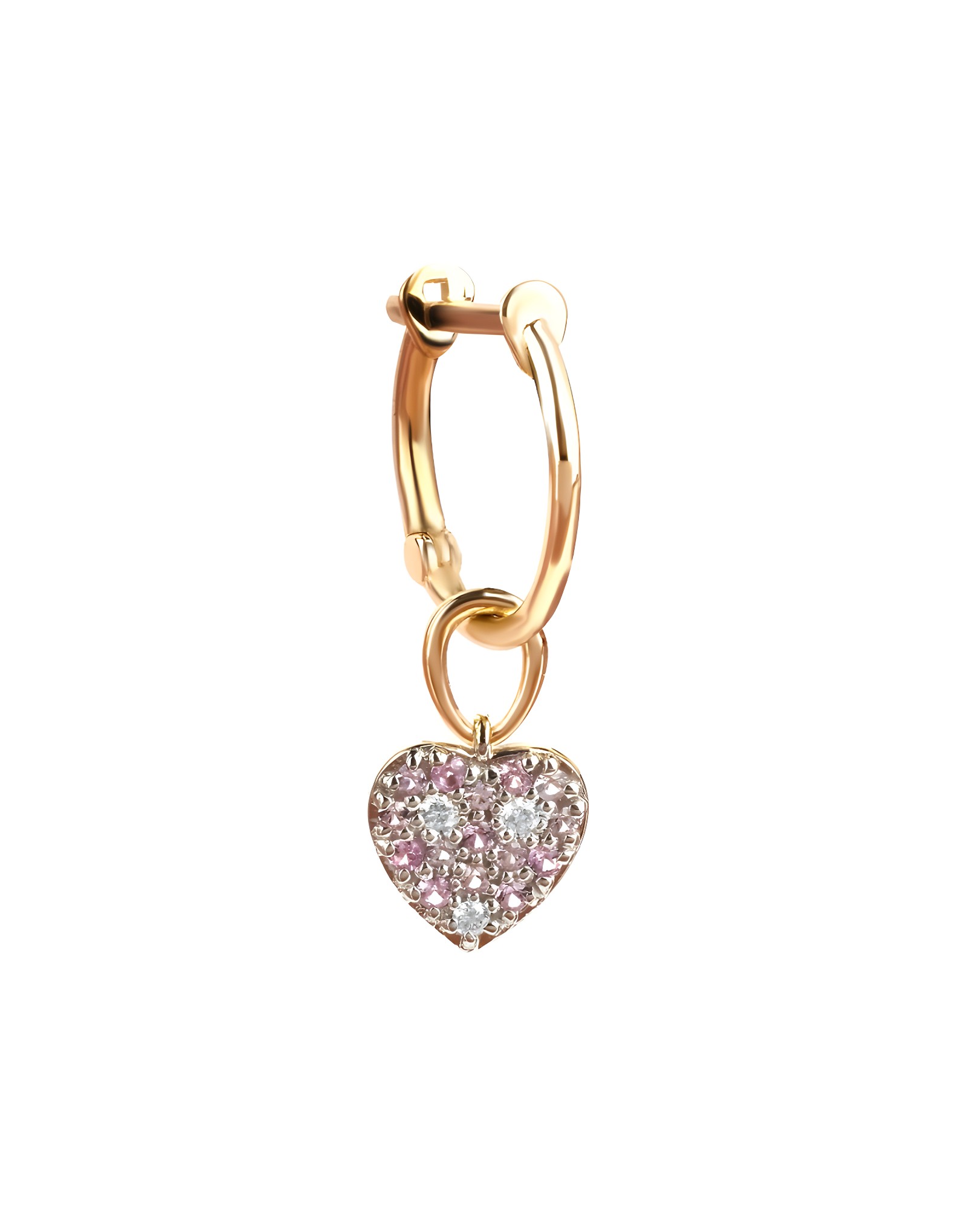 Pink &amp;Diamond Heart Altın Küpe(çift)