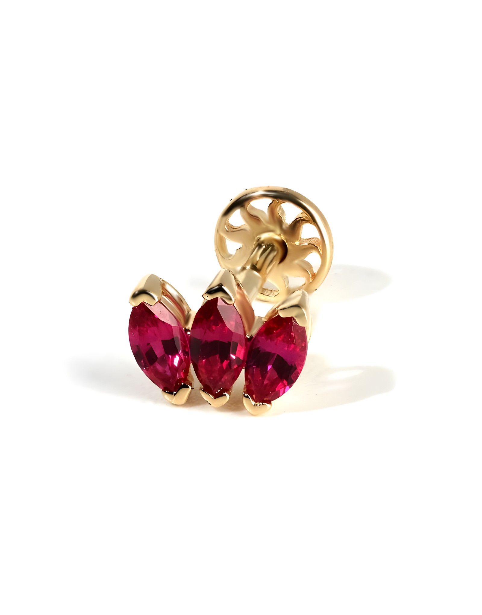 3 Markiz Ruby Altın Piercing/Tragus