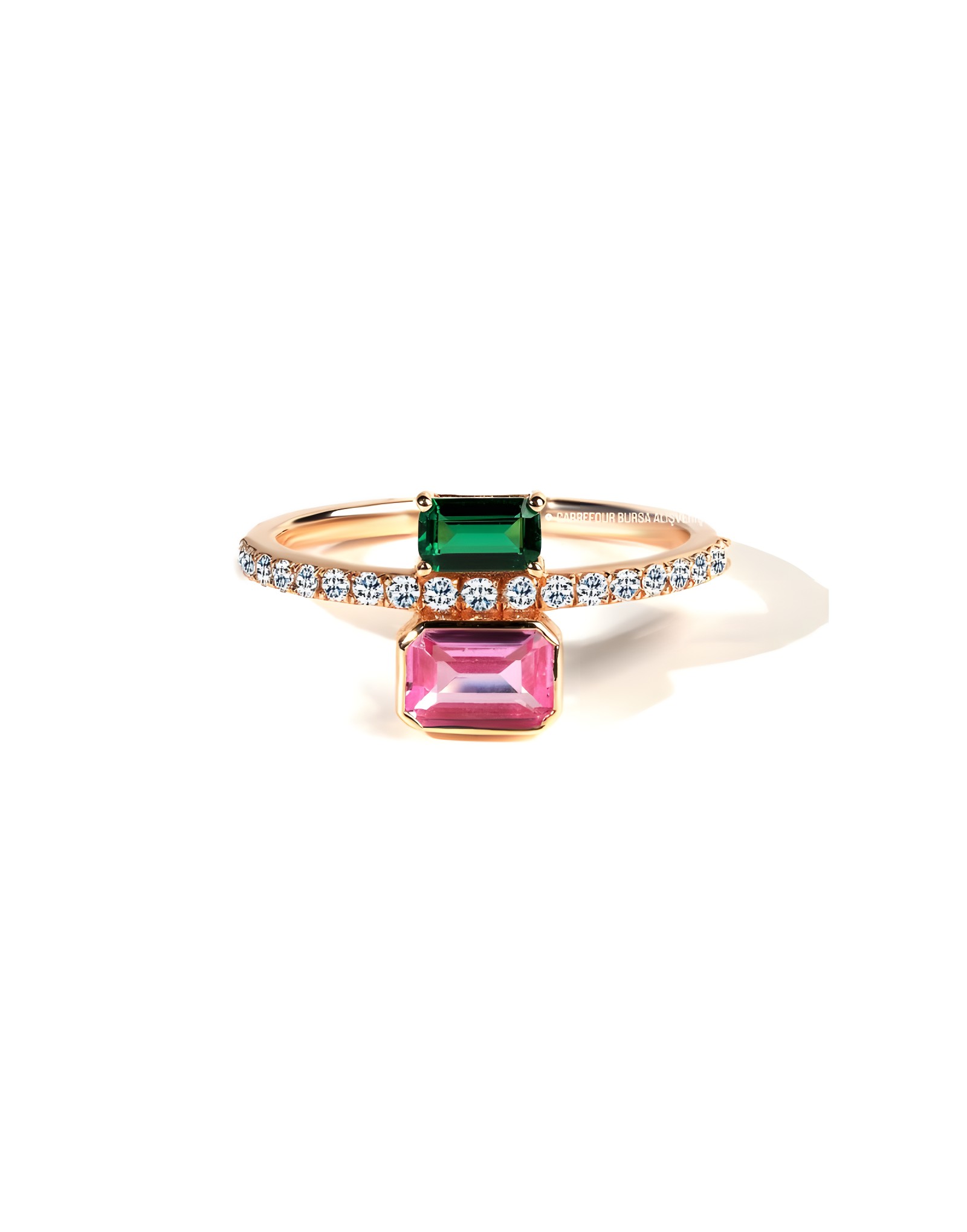 Pink&amp;Green Pırlantalı Altın Yüzük