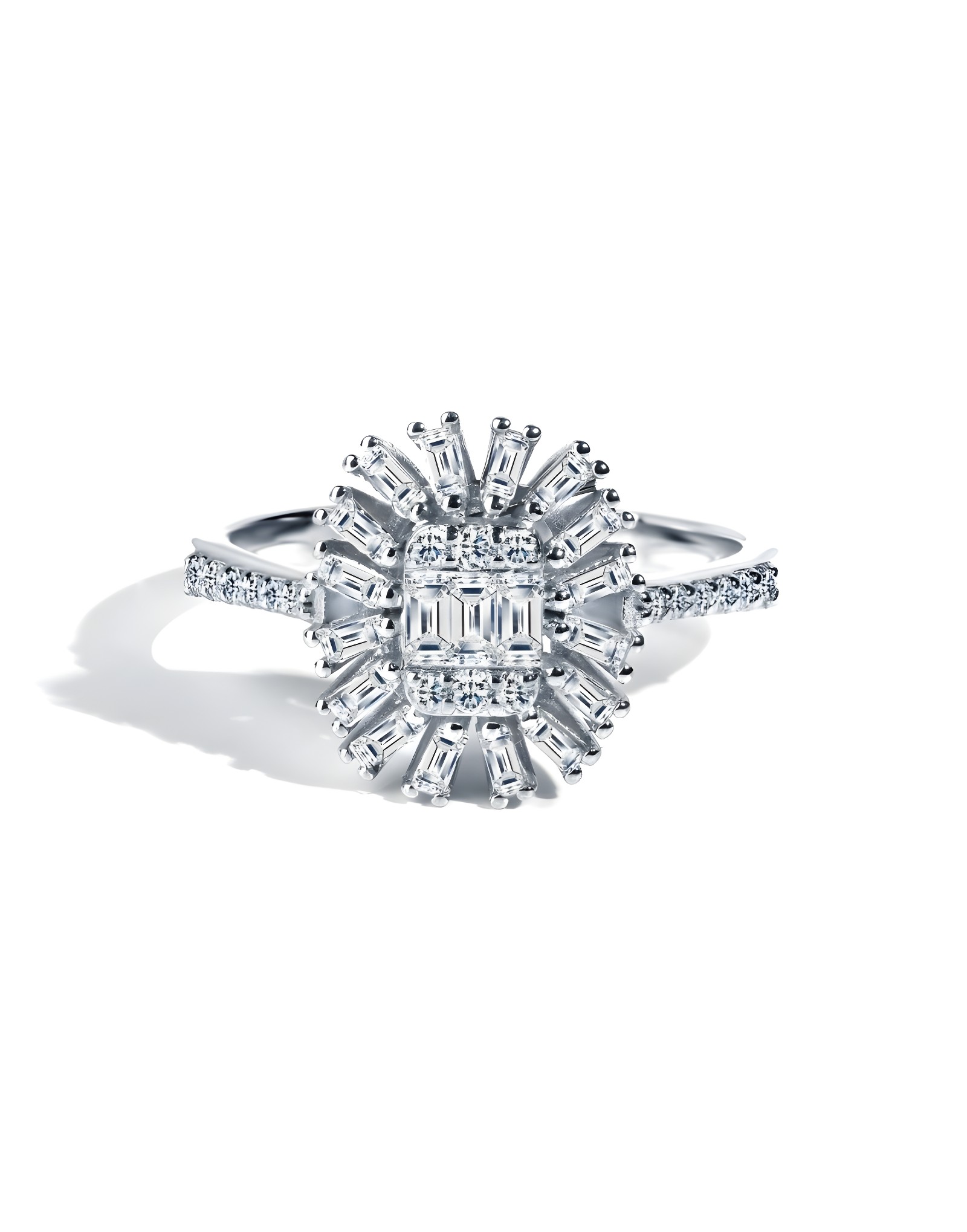 0.65ct F Rengi Baget Pırlanta Altın Yüzük