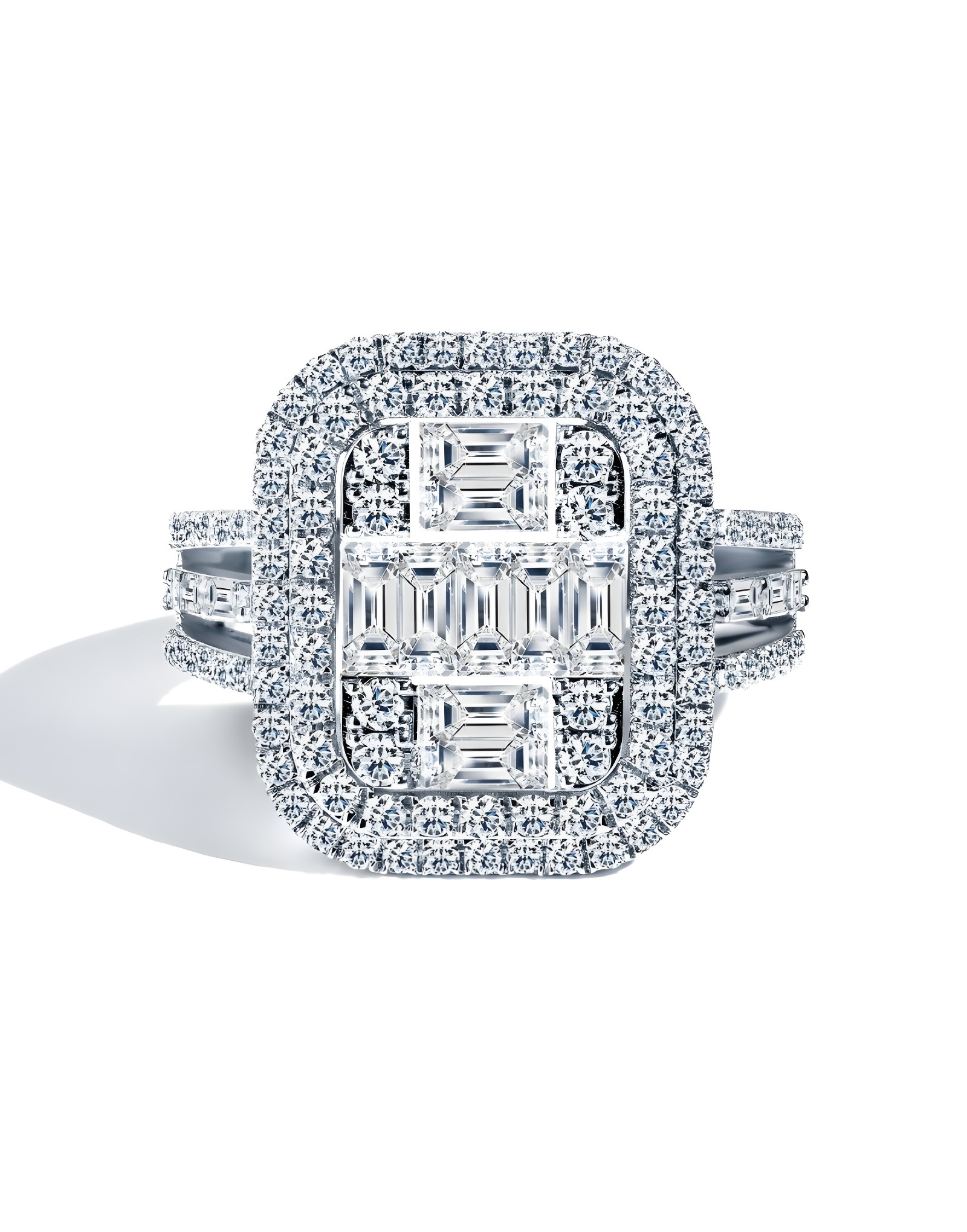 1.75ct F Rengi Pırlanta Altın Baget Yüzük