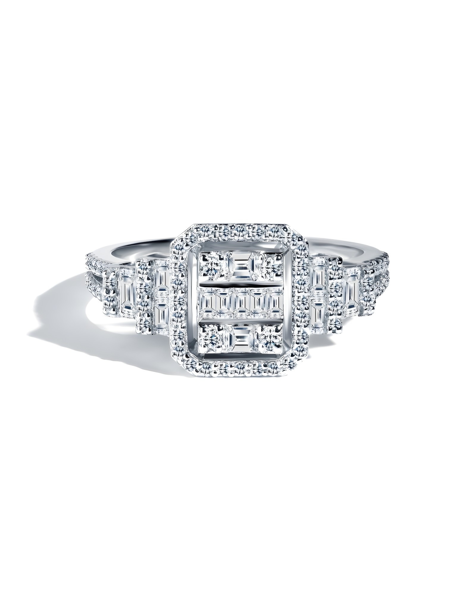 0.70ct F Rengi Pırlanta Baget Pırlanta Altın Yüzük