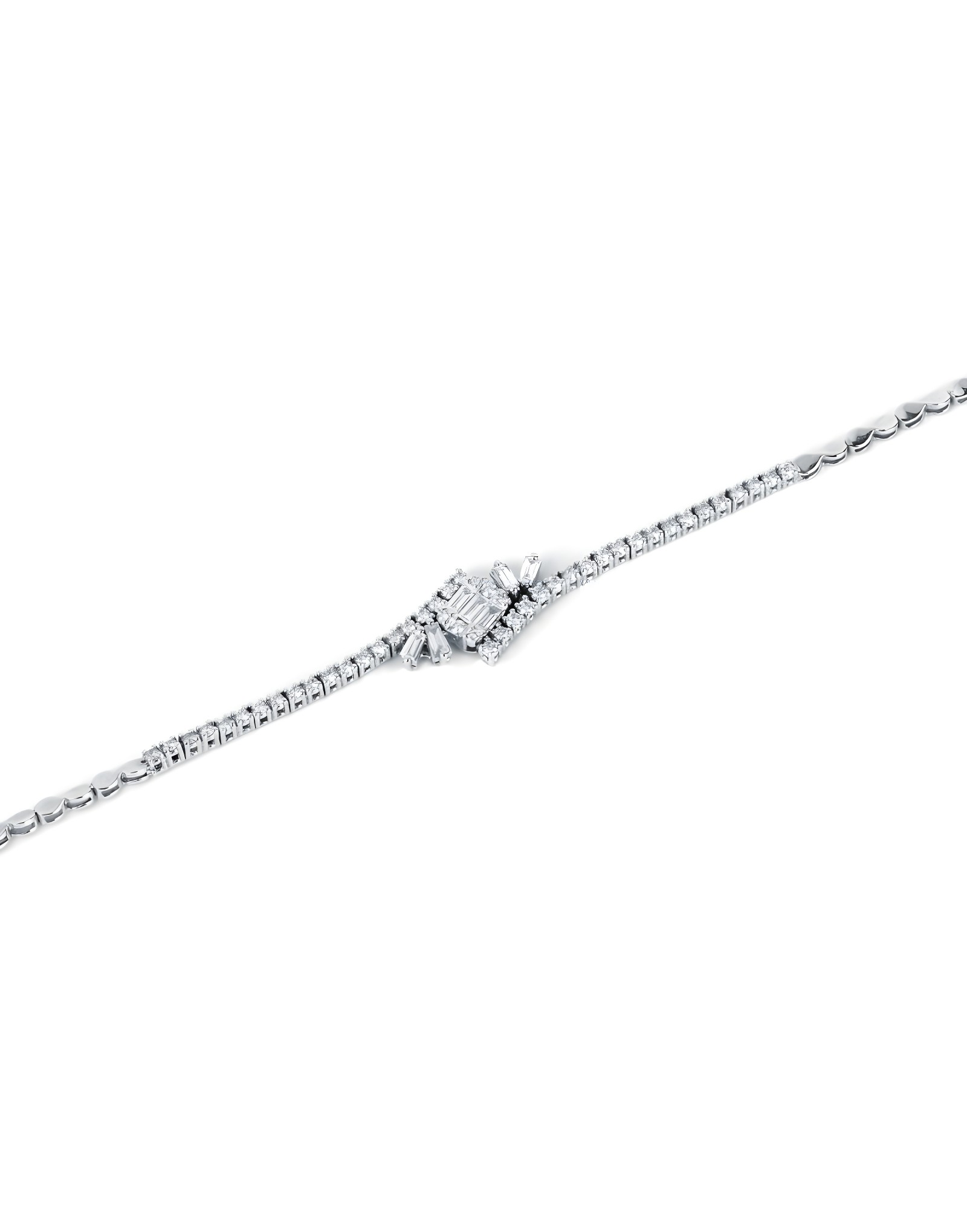 0.80ct F Rengi Baget Pırlantalı Altın Bileklik
