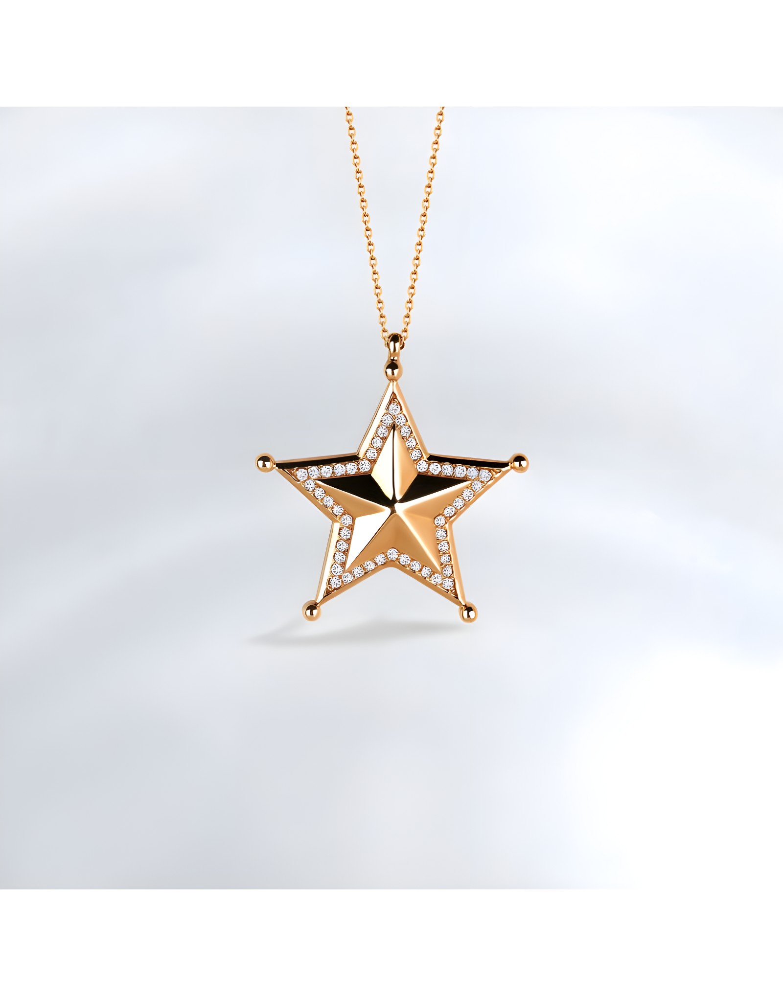 0.35ct Pırlantalı Altın Yıldız Kolye
